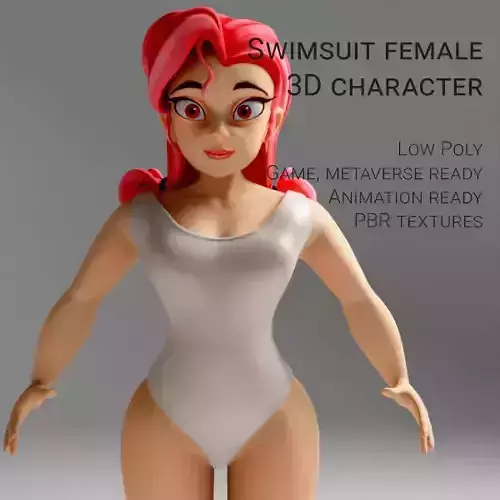 3D character female in a Swimsuit Low-poly 3D model 3D character female in a Swimsuit Low-poly 3D model