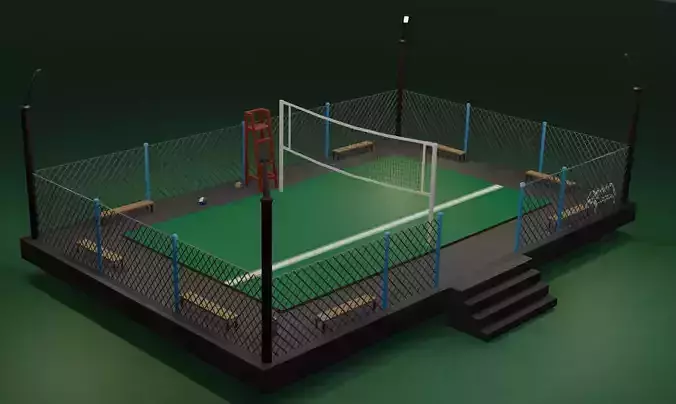 Low Poly Volleyball Court Modeling