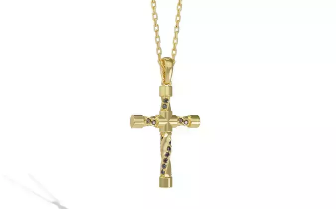 TWISTED CROSS WITH DIAMOND
