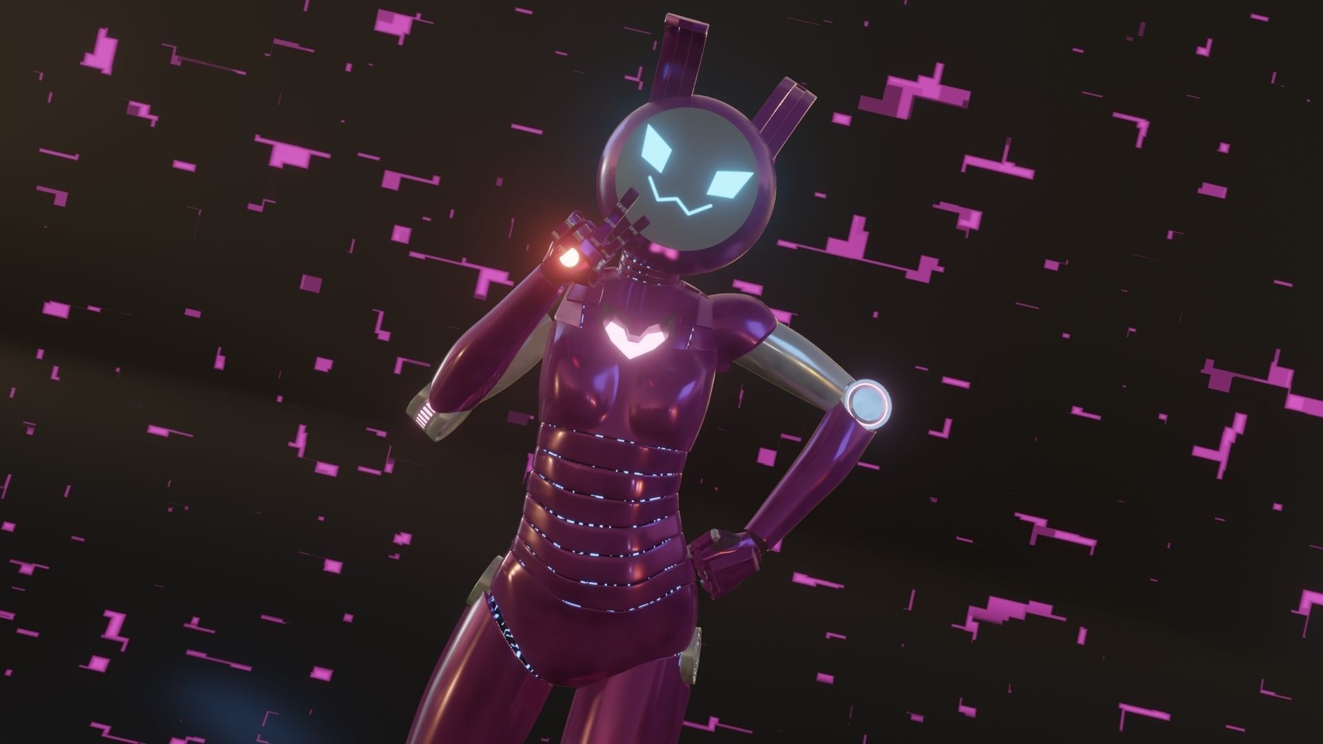 Female Bunny Robot Character Low-poly 3D model_5