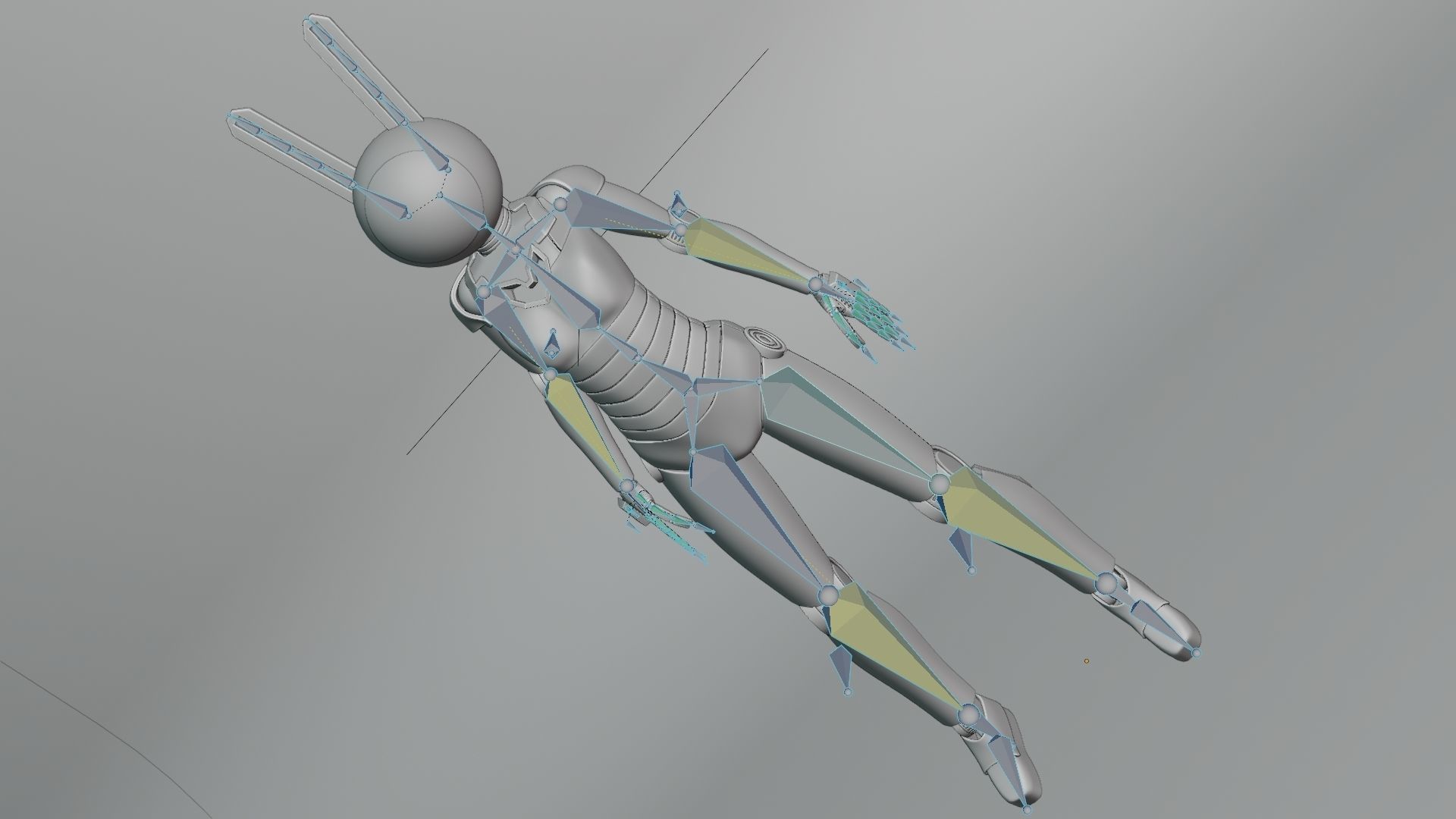 Female Bunny Robot Character Low-poly 3D model_11