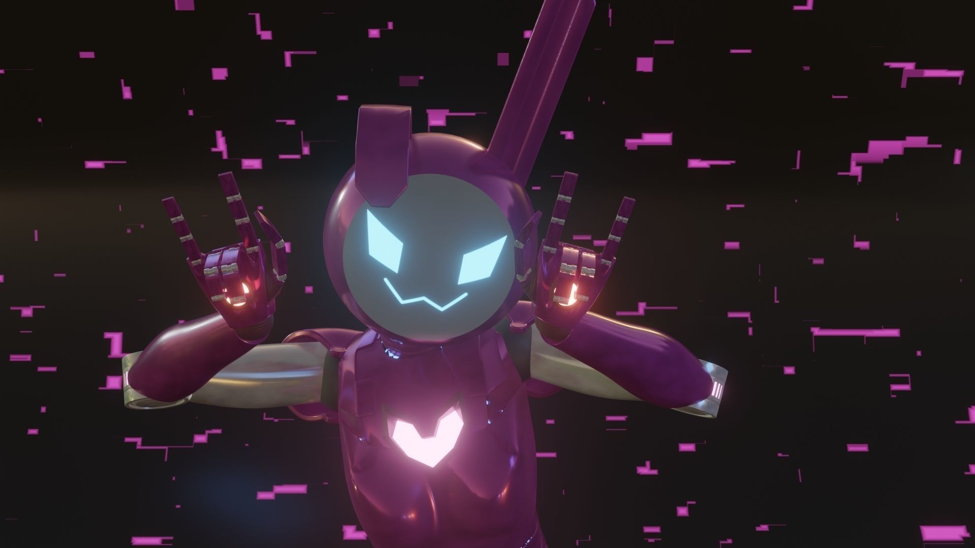 Female Bunny Robot Character Low-poly 3D model_1