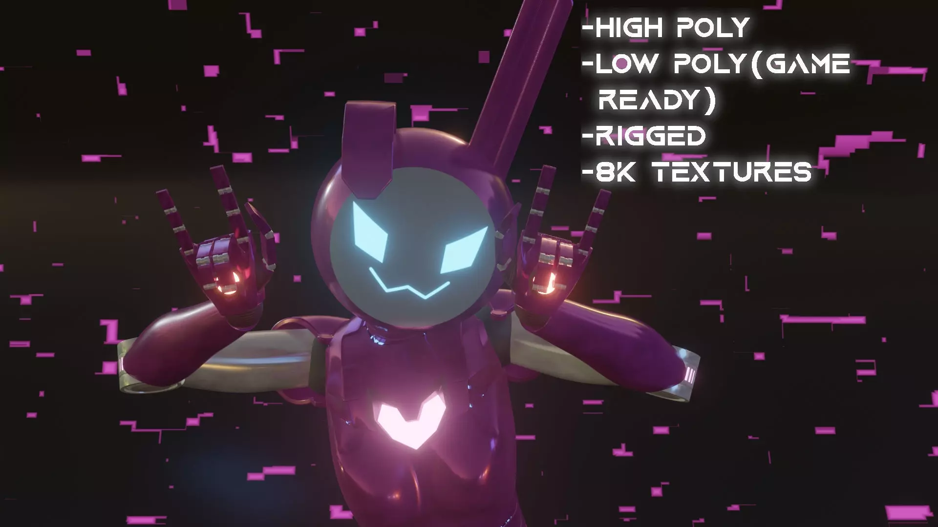 Female Bunny Robot Character Low-poly 3D model_0