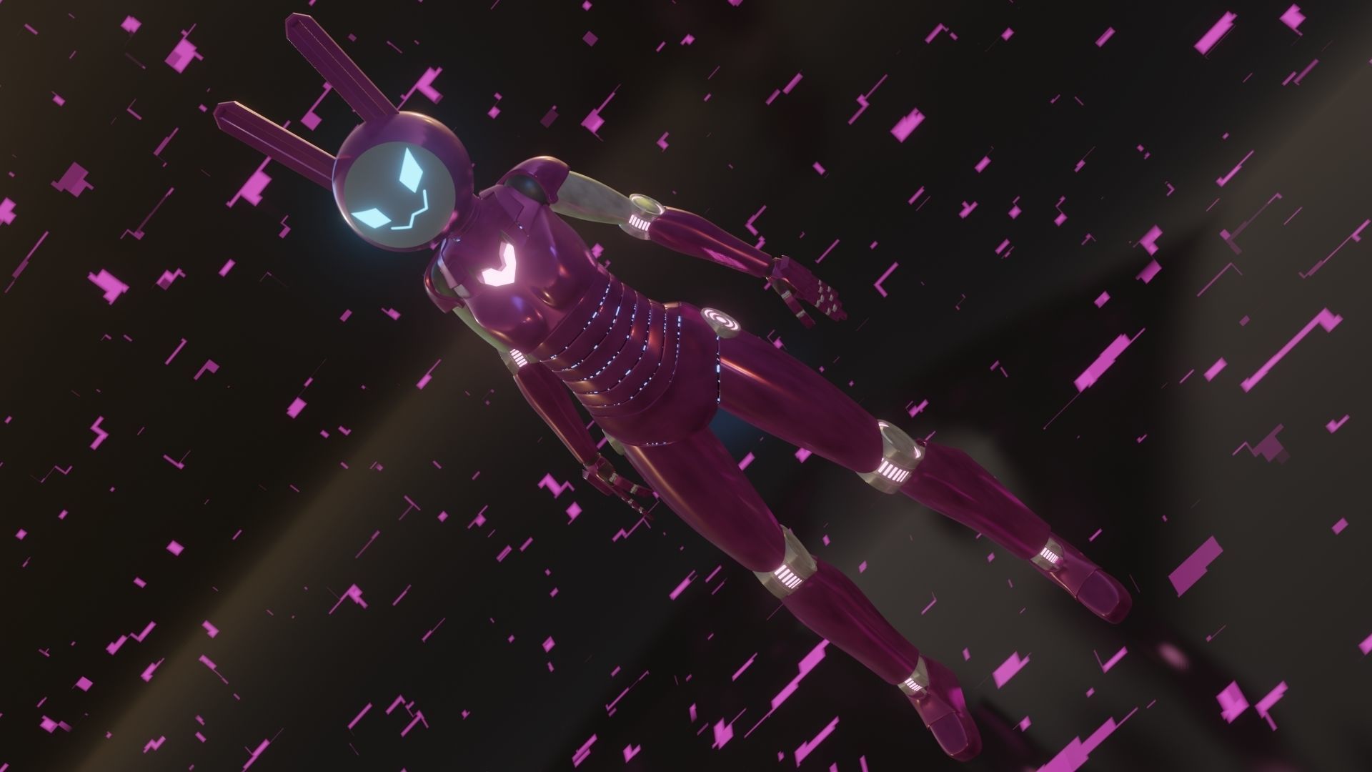 Female Bunny Robot Character Low-poly 3D model_6