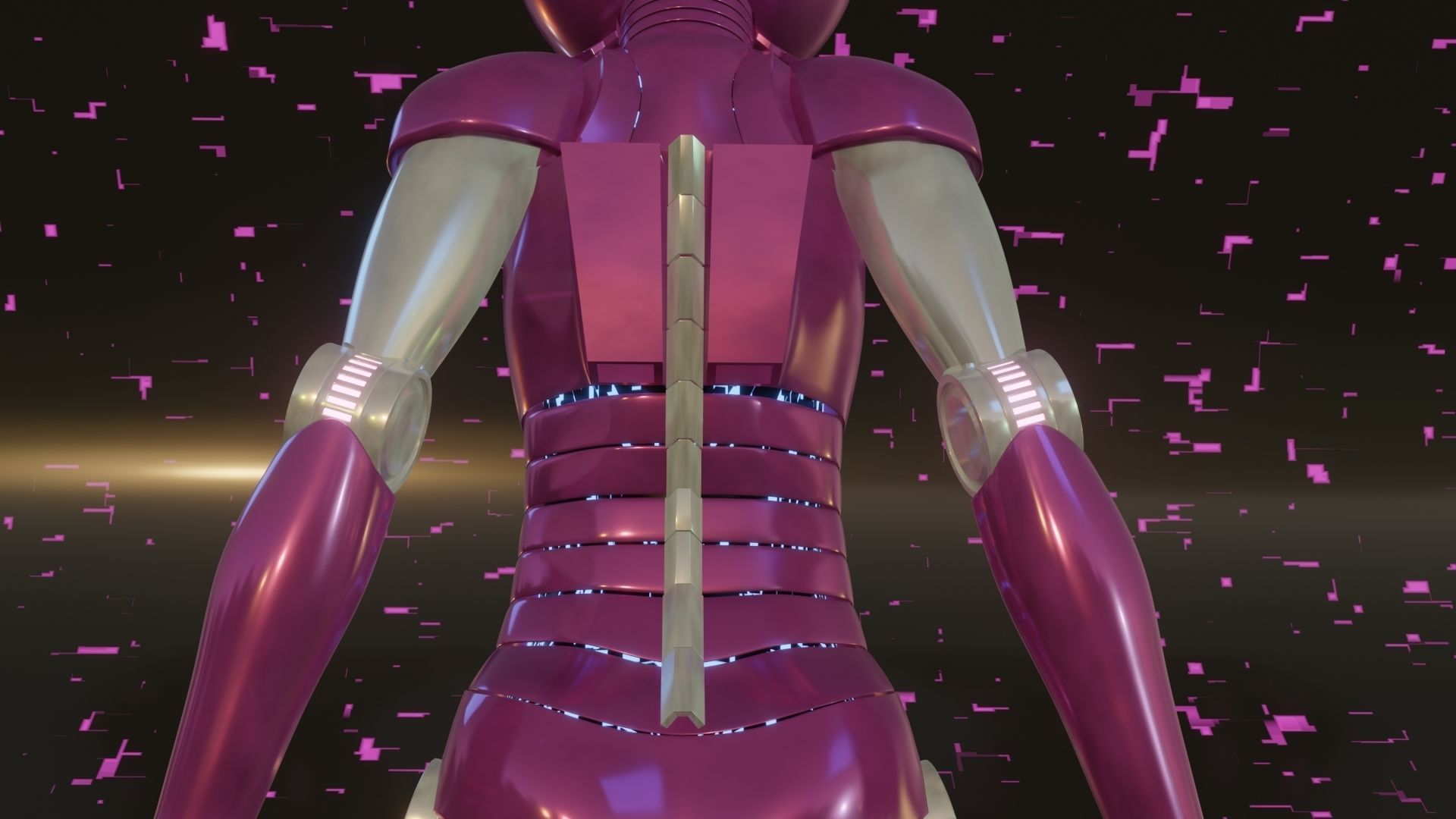 Female Bunny Robot Character Low-poly 3D model_7