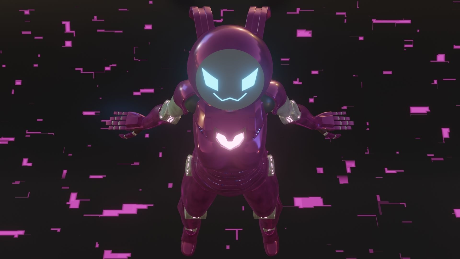 Female Bunny Robot Character Low-poly 3D model_4