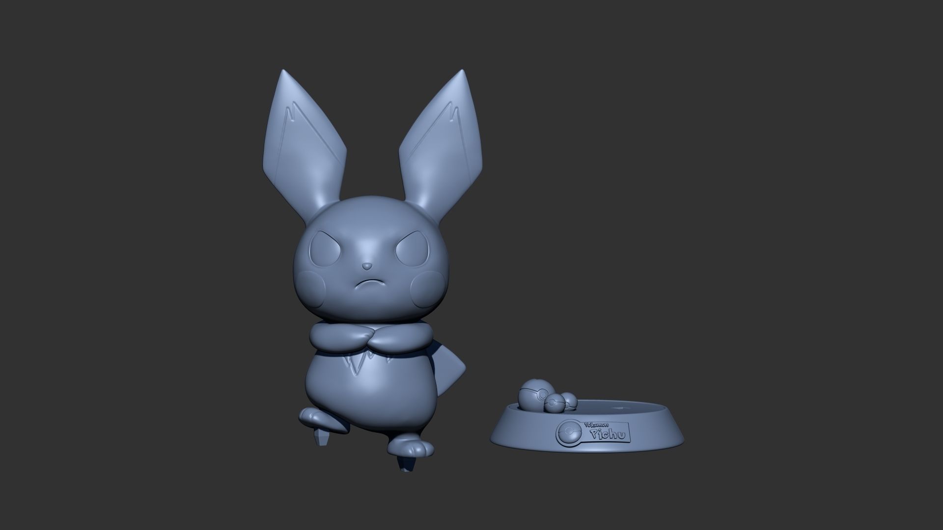 Pichu Pokemon 3D print STL file 3D print model_2