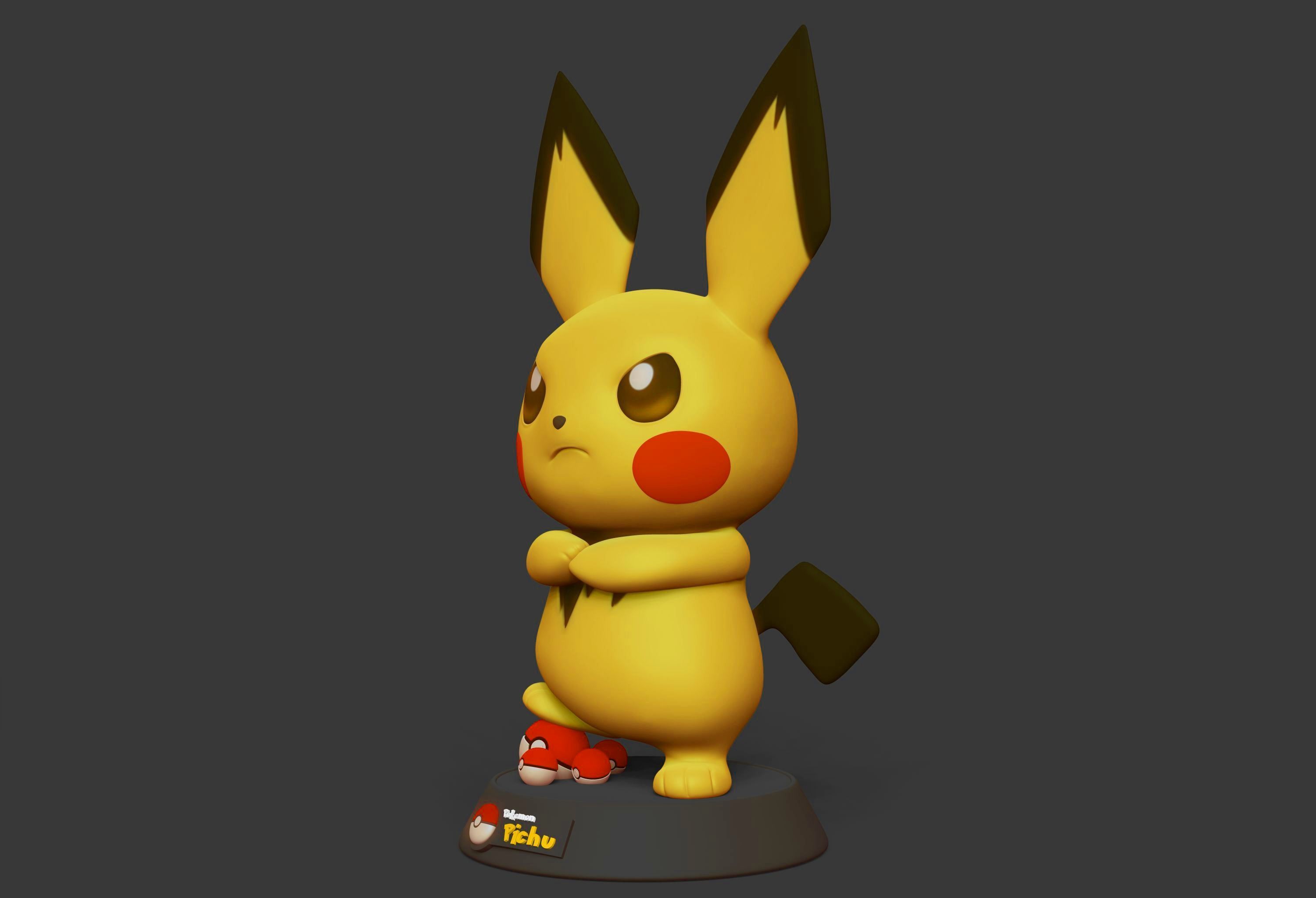 Pichu Pokemon 3D print STL file 3D print model_8