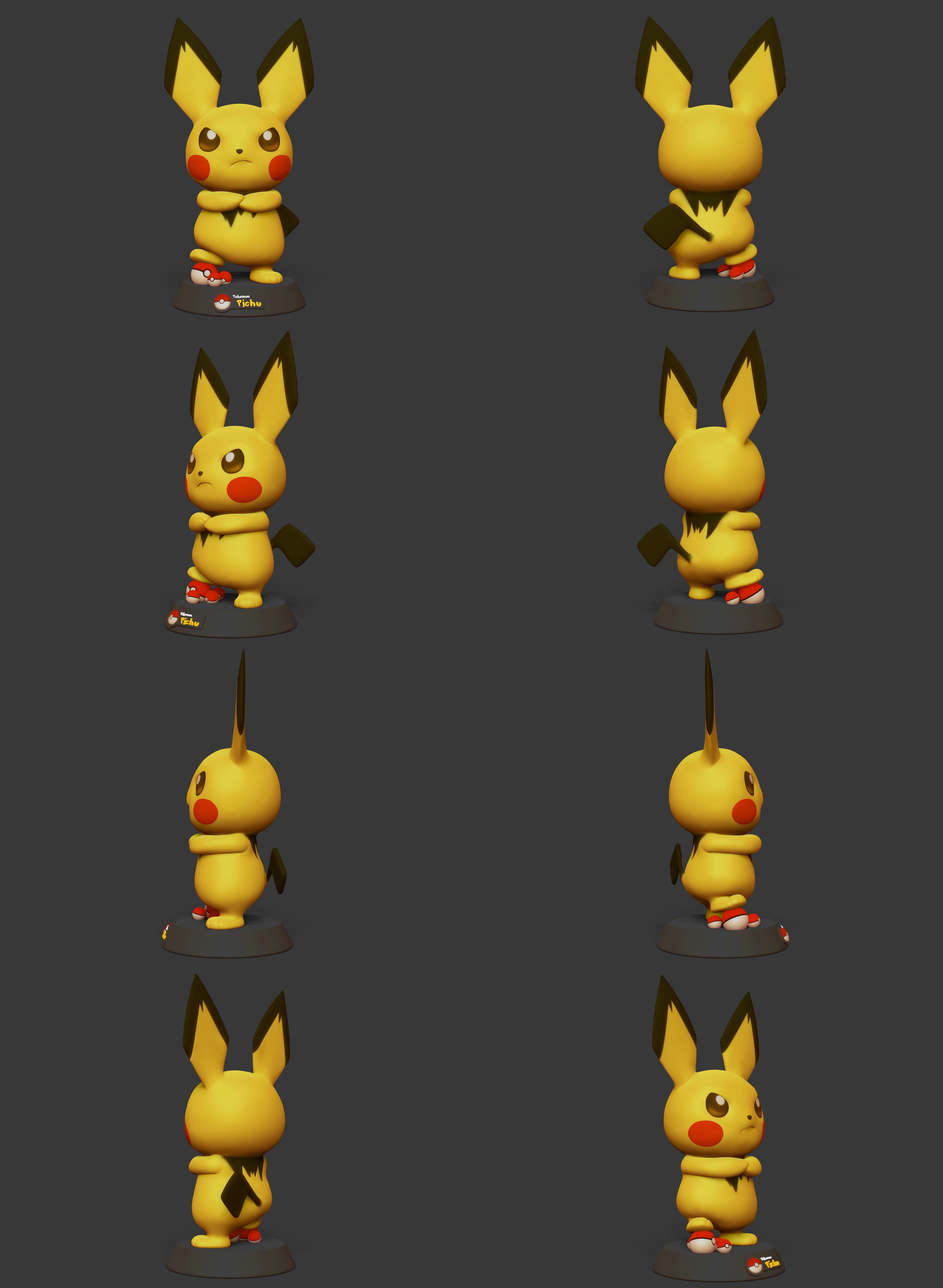 Pichu Pokemon 3D print STL file 3D print model_10