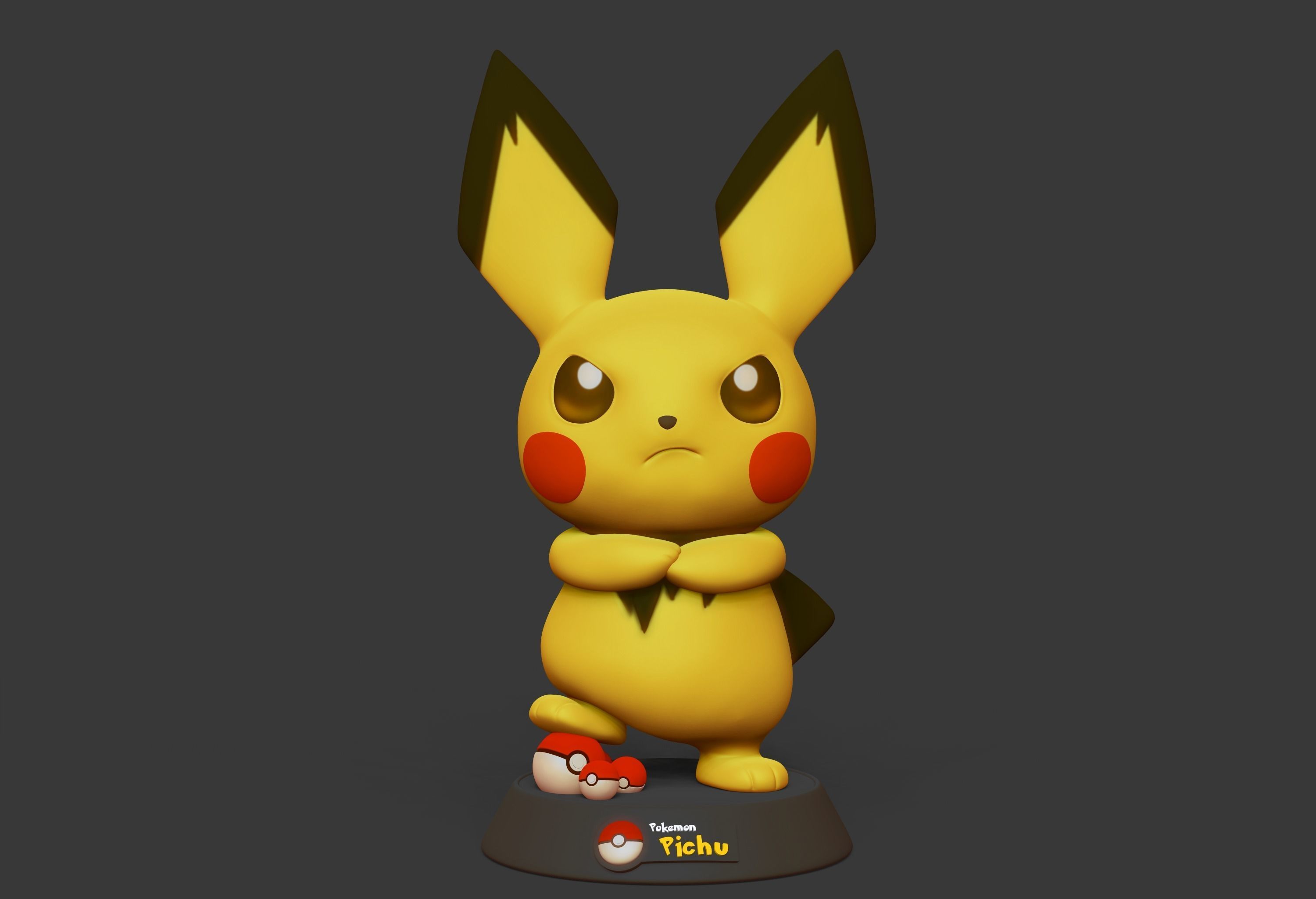 Pichu Pokemon 3D print STL file 3D print model_0