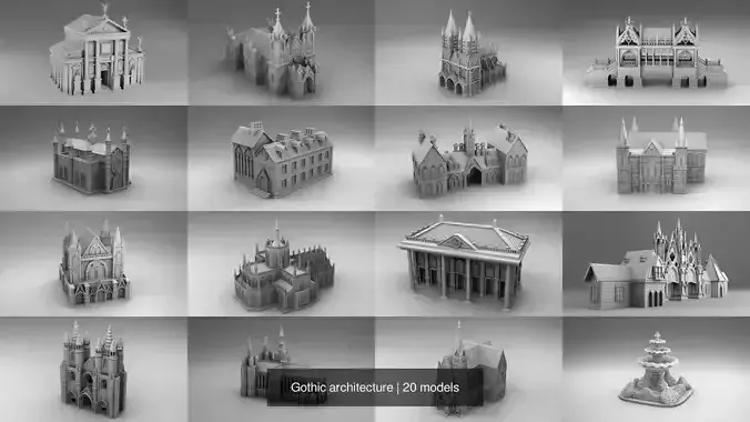 Gothic architecture 3D Model Collection