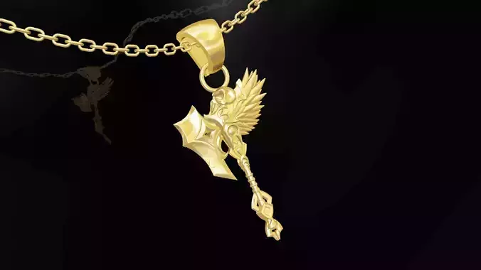 Fantasy Weapon Gold Pendant Jewelry