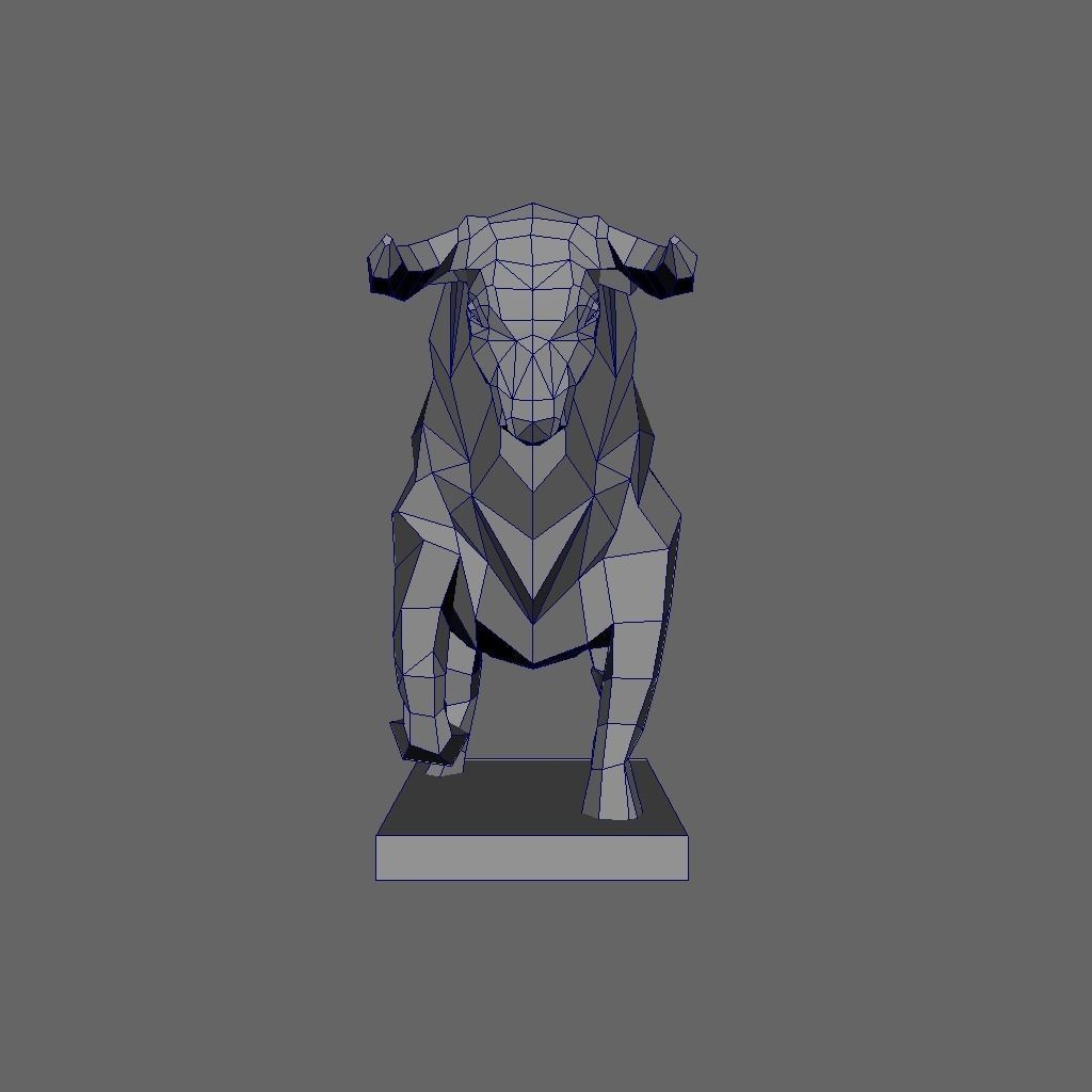 Geometric Bull - Low Poly 3D print model_5