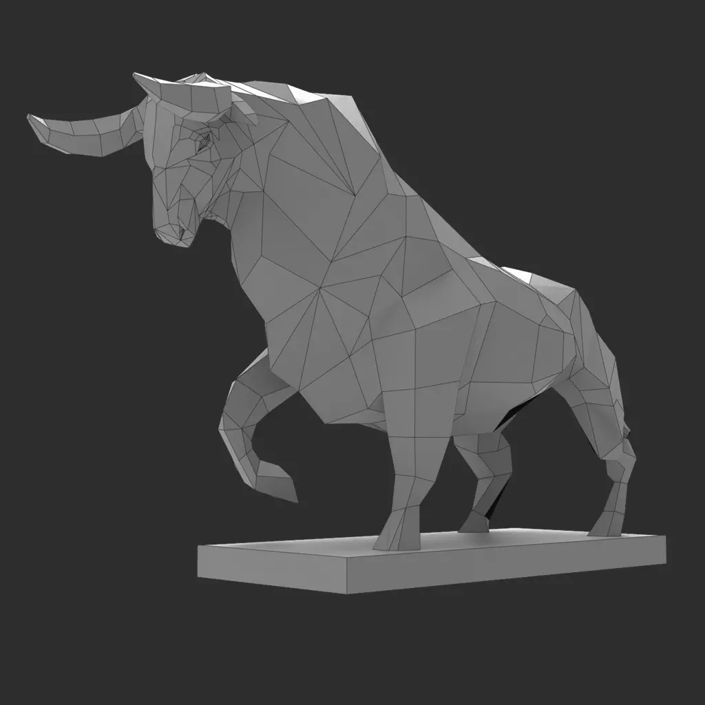 Geometric Bull - Low Poly 3D print model_0