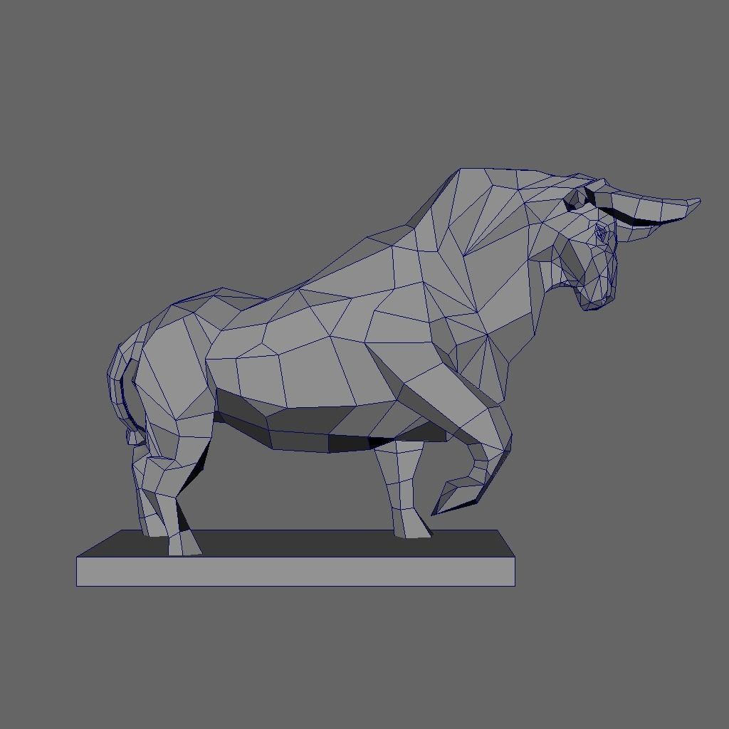 Geometric Bull - Low Poly 3D print model_4
