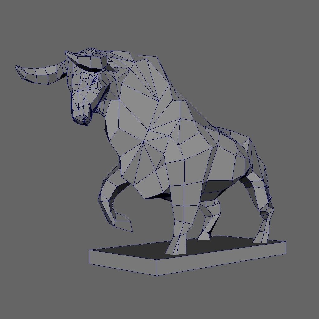 Geometric Bull - Low Poly 3D print model_1