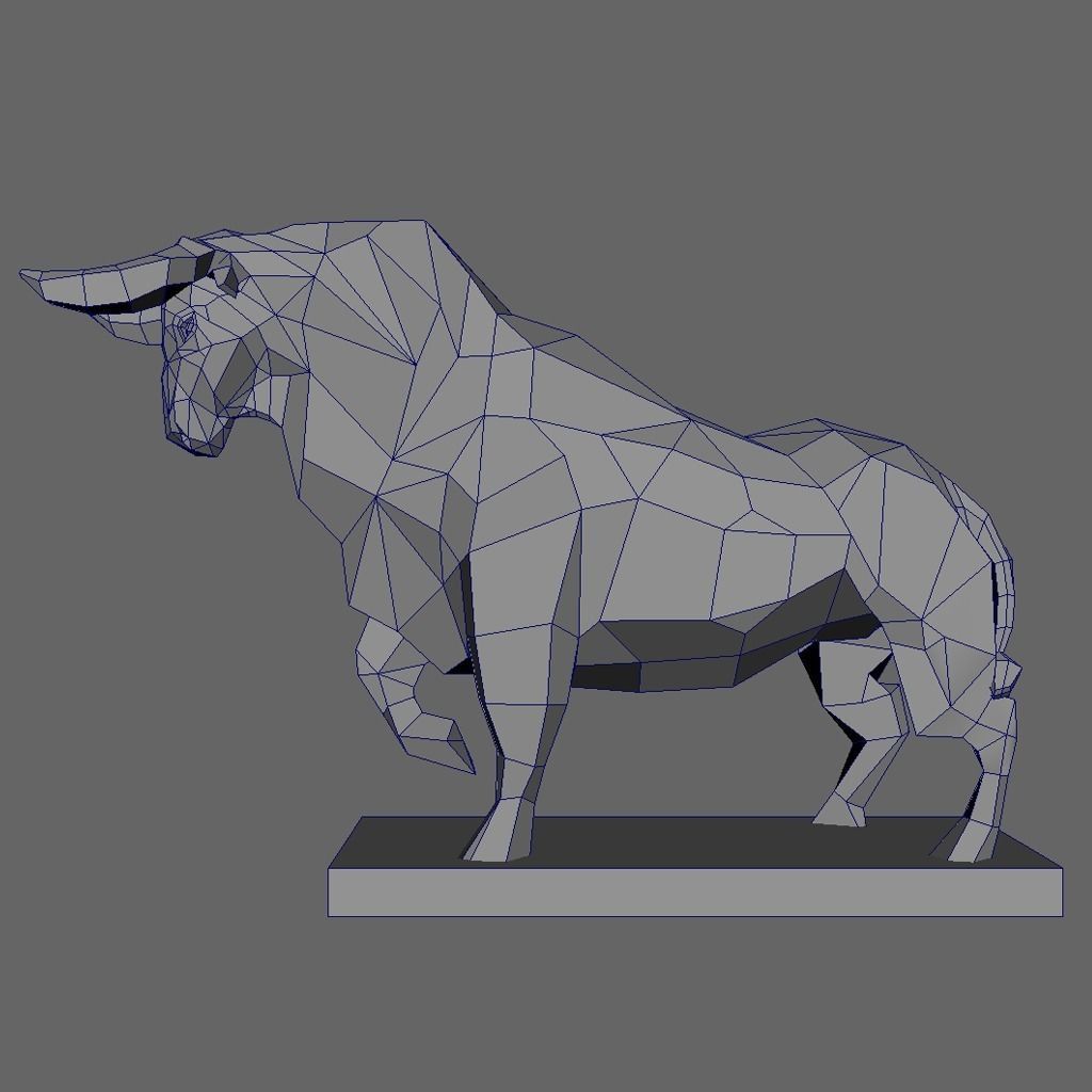 Geometric Bull - Low Poly 3D print model_2