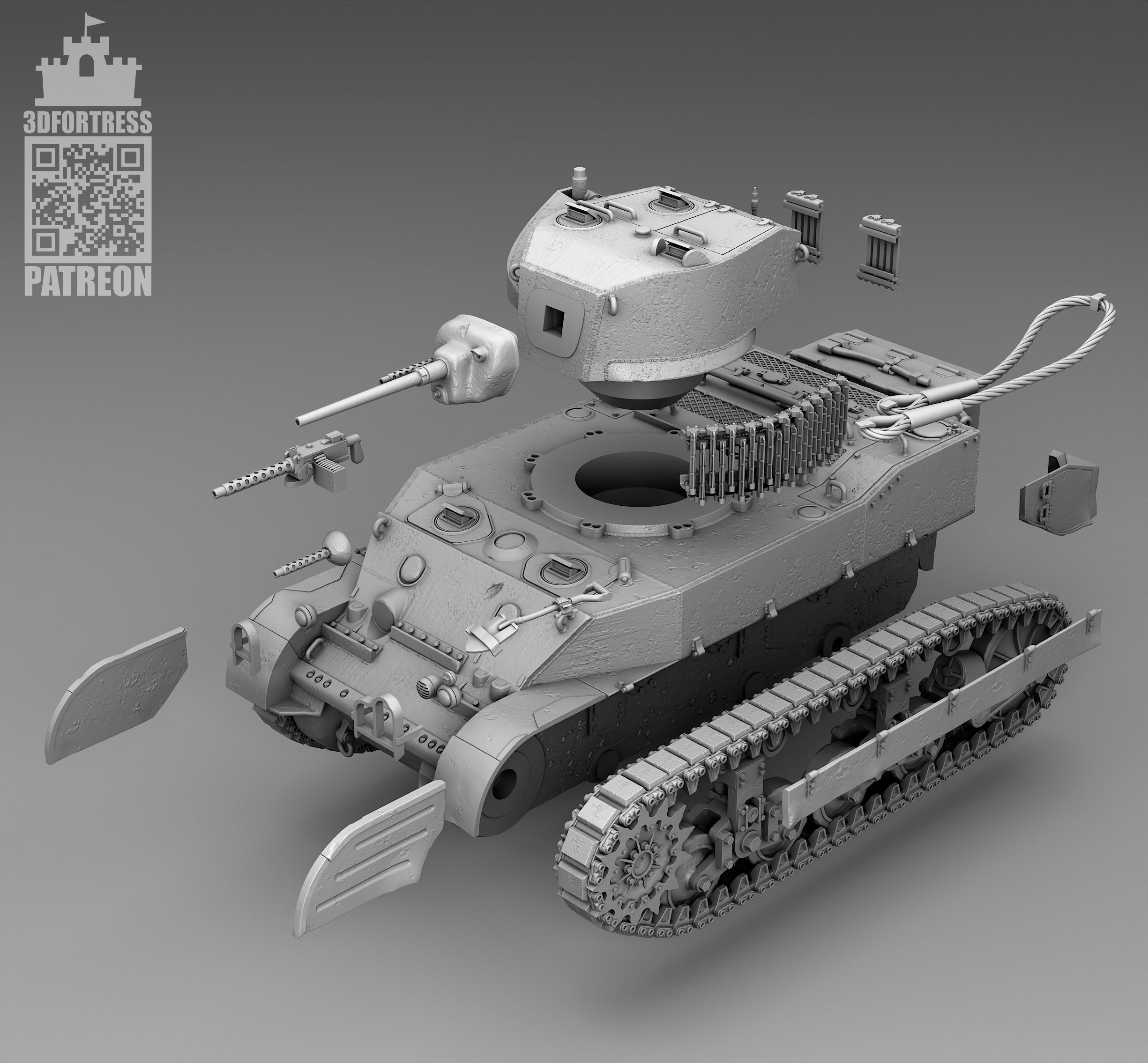 M5A1 -  USA 3D print model_8
