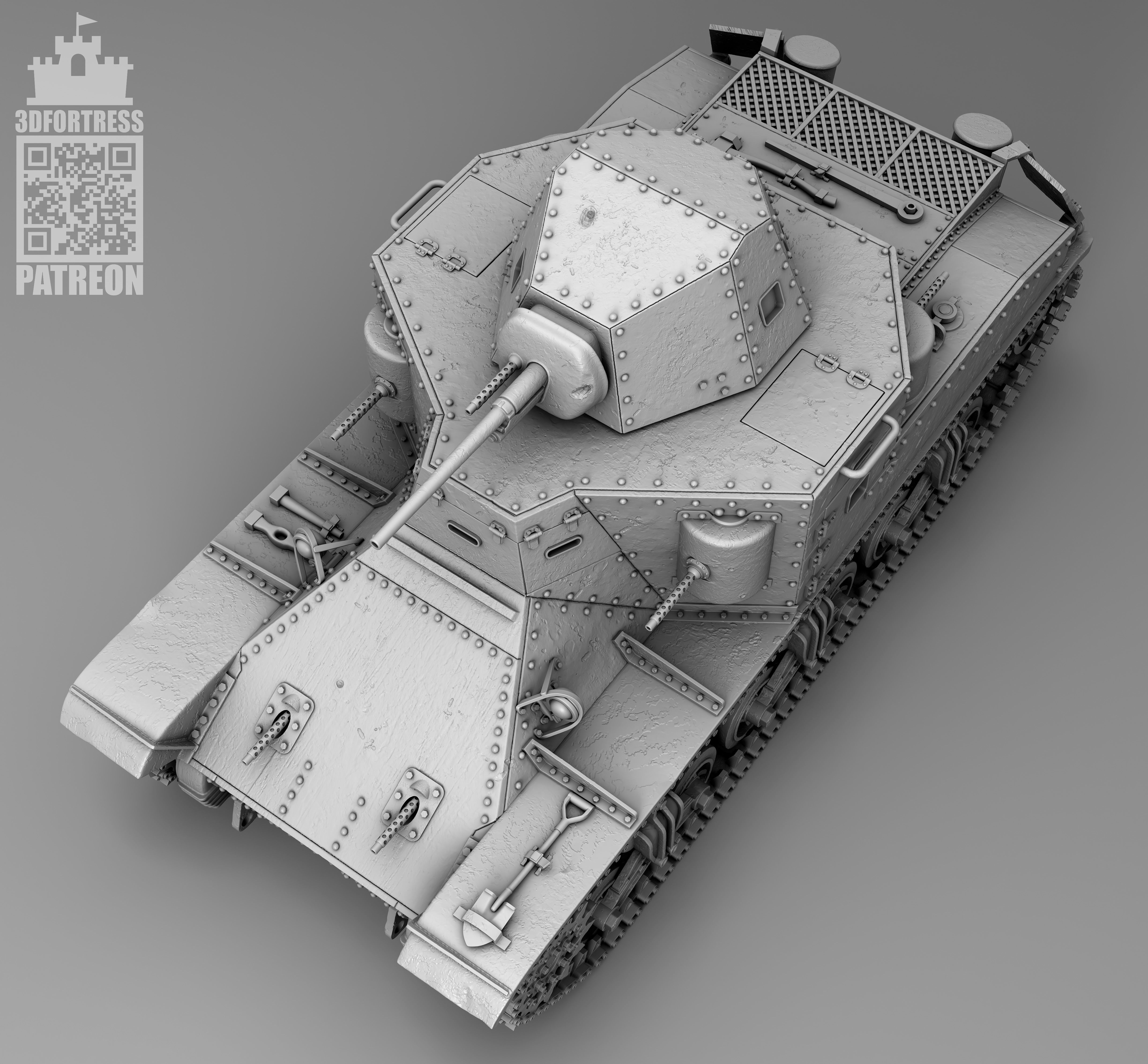 M2 medium tank 3D print model_2