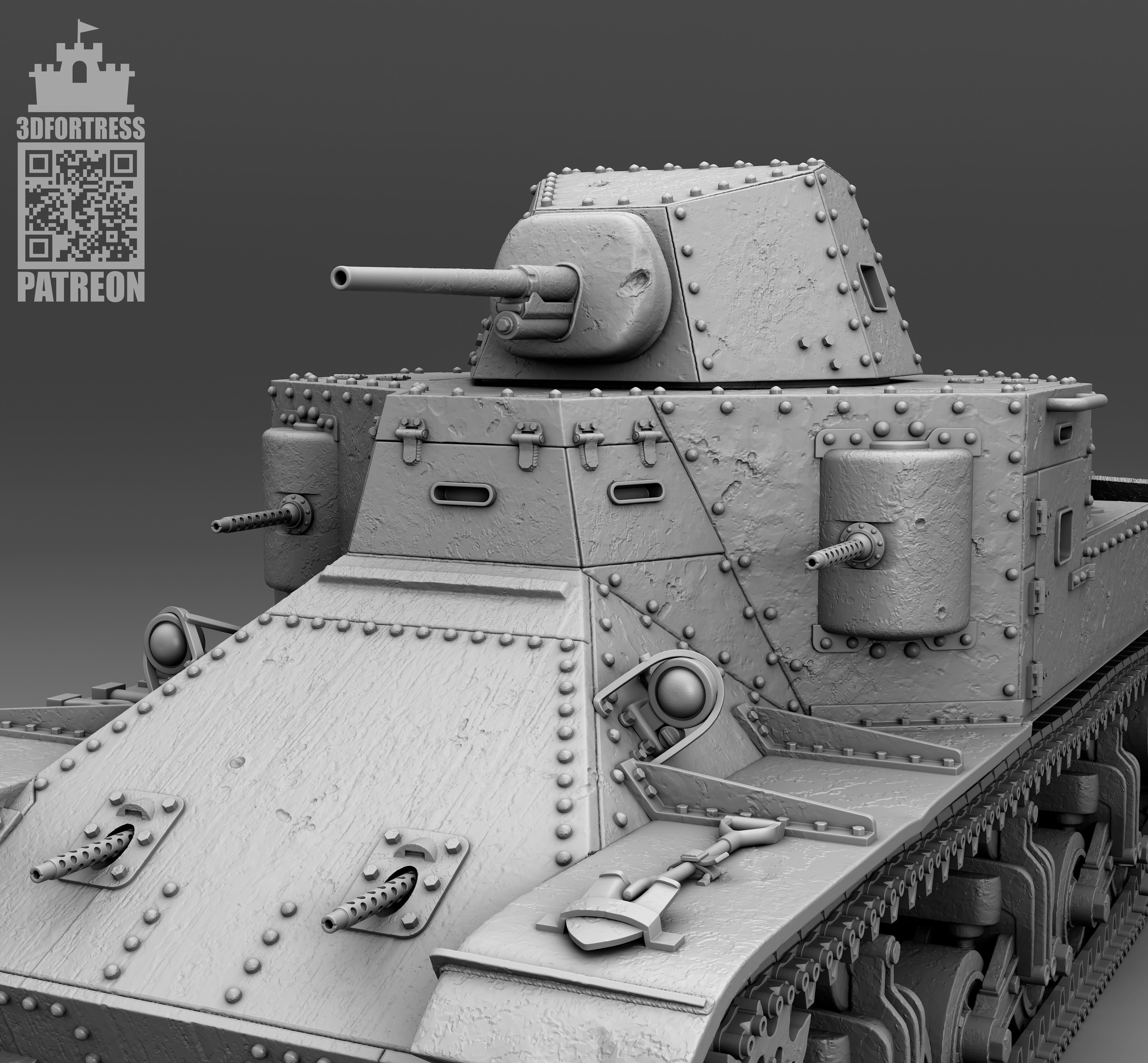 M2 medium tank 3D print model_3