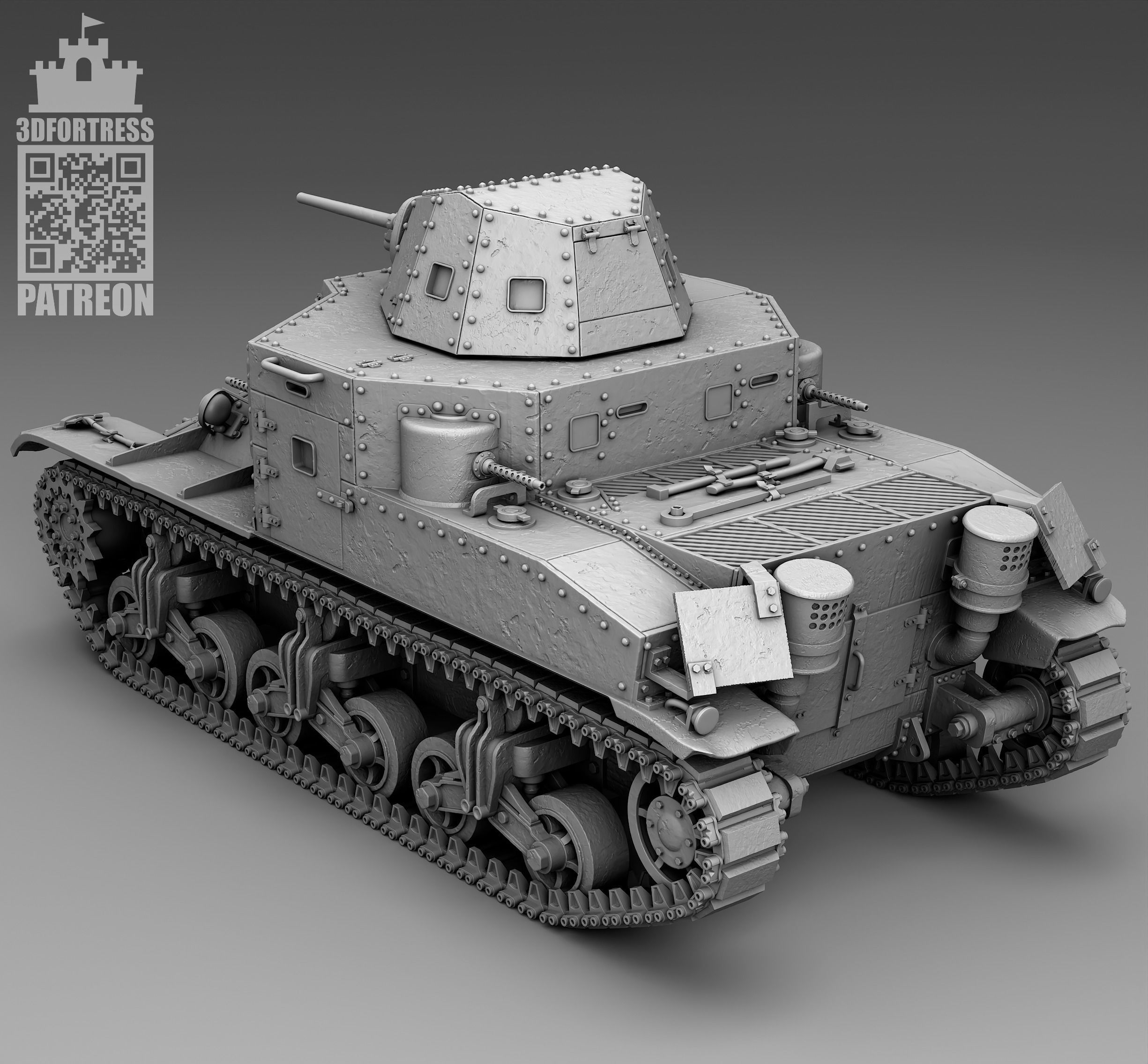 M2 medium tank 3D print model_6