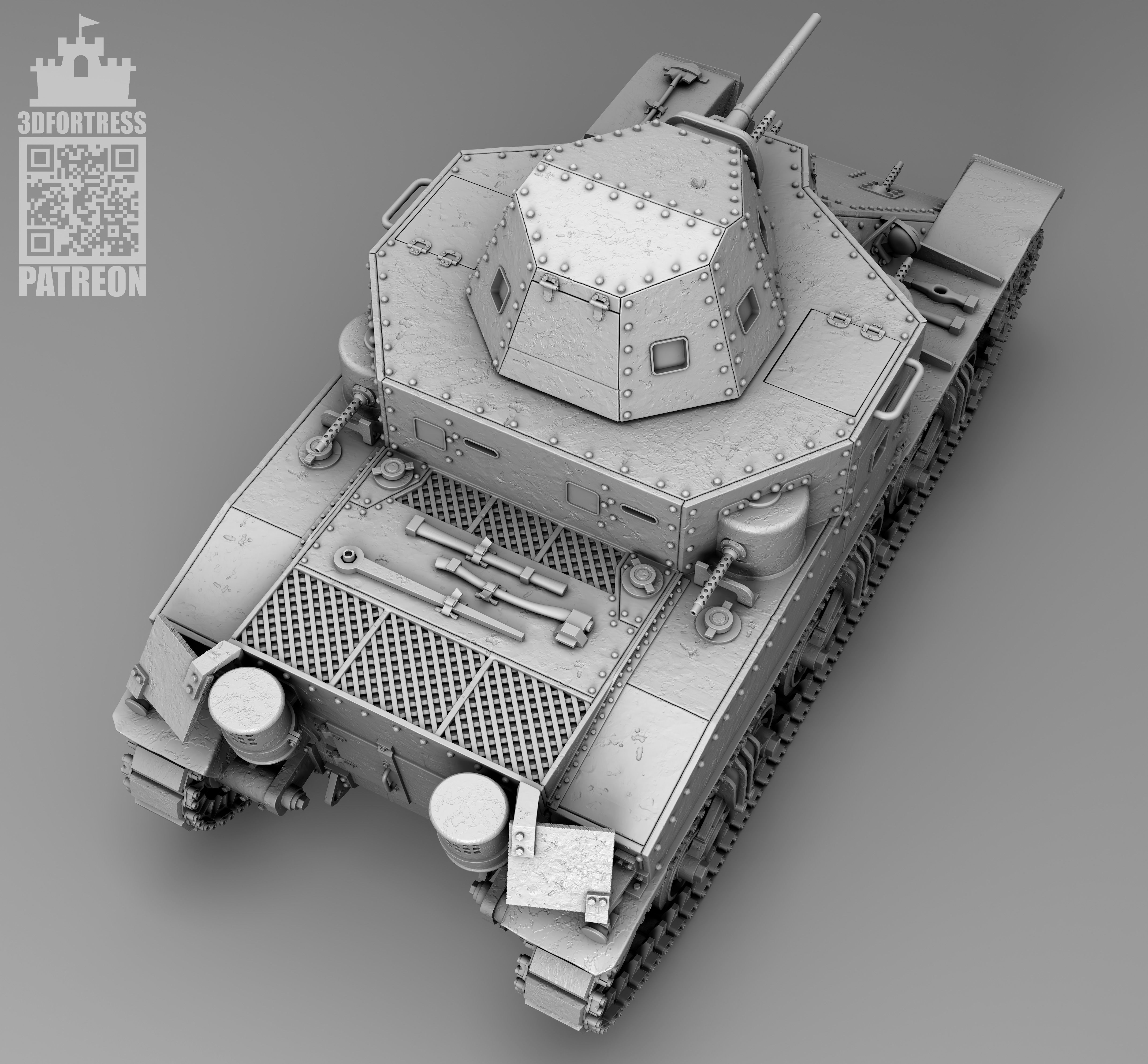 M2 medium tank 3D print model_1