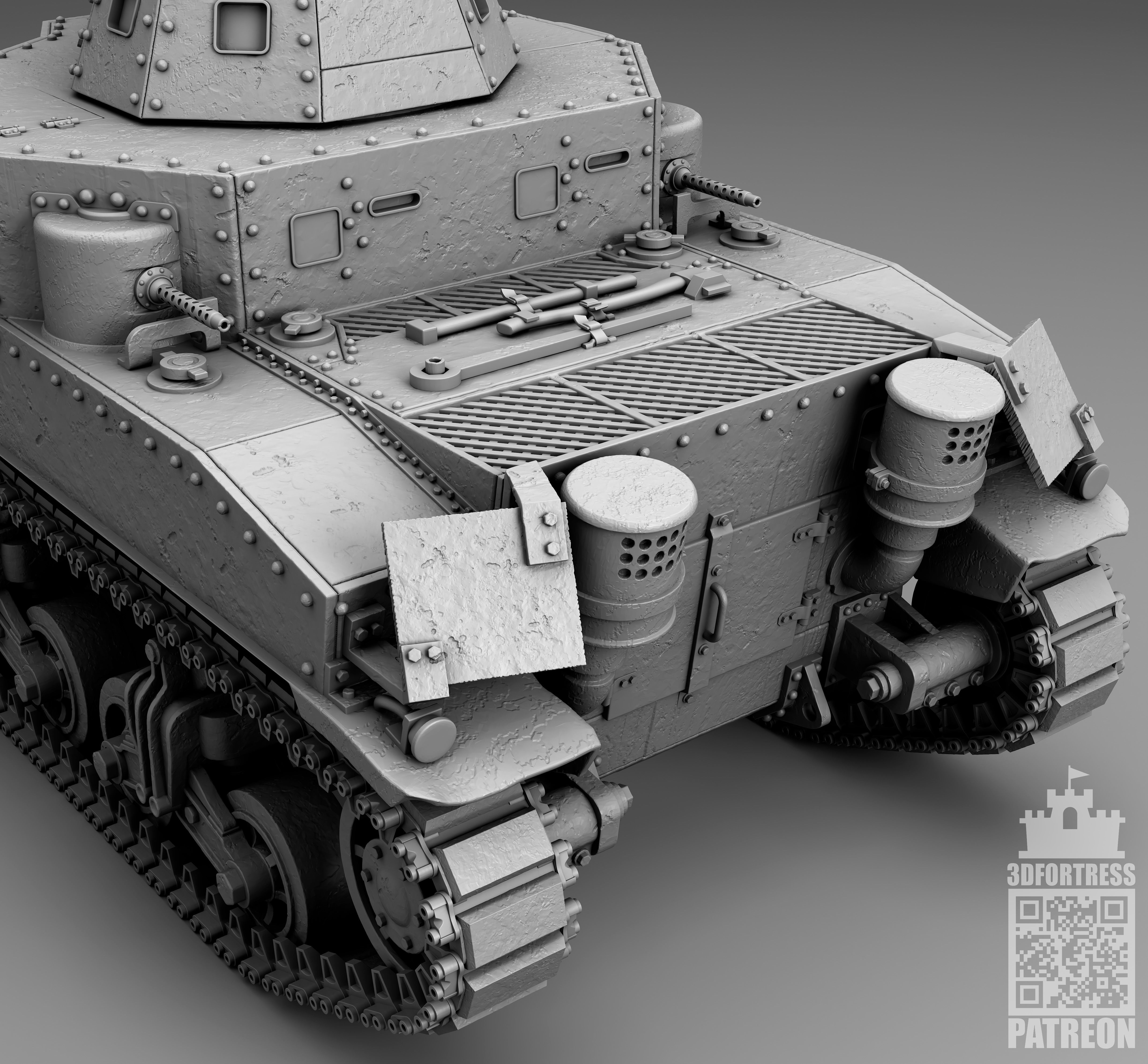 M2 medium tank 3D print model_4