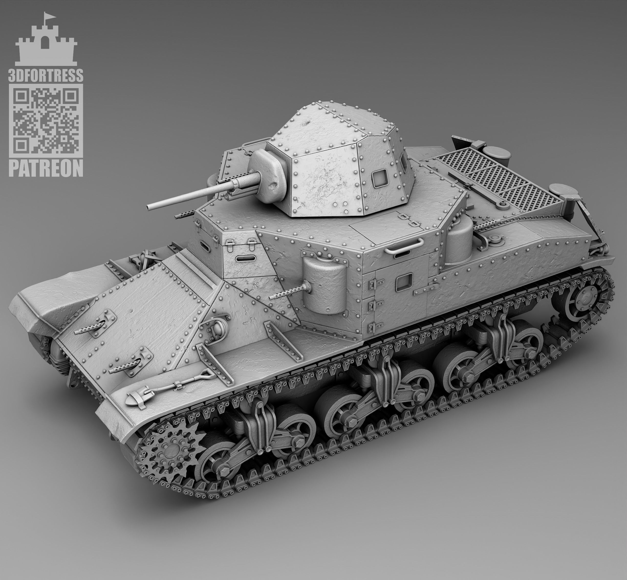 M2 medium tank 3D print model_7