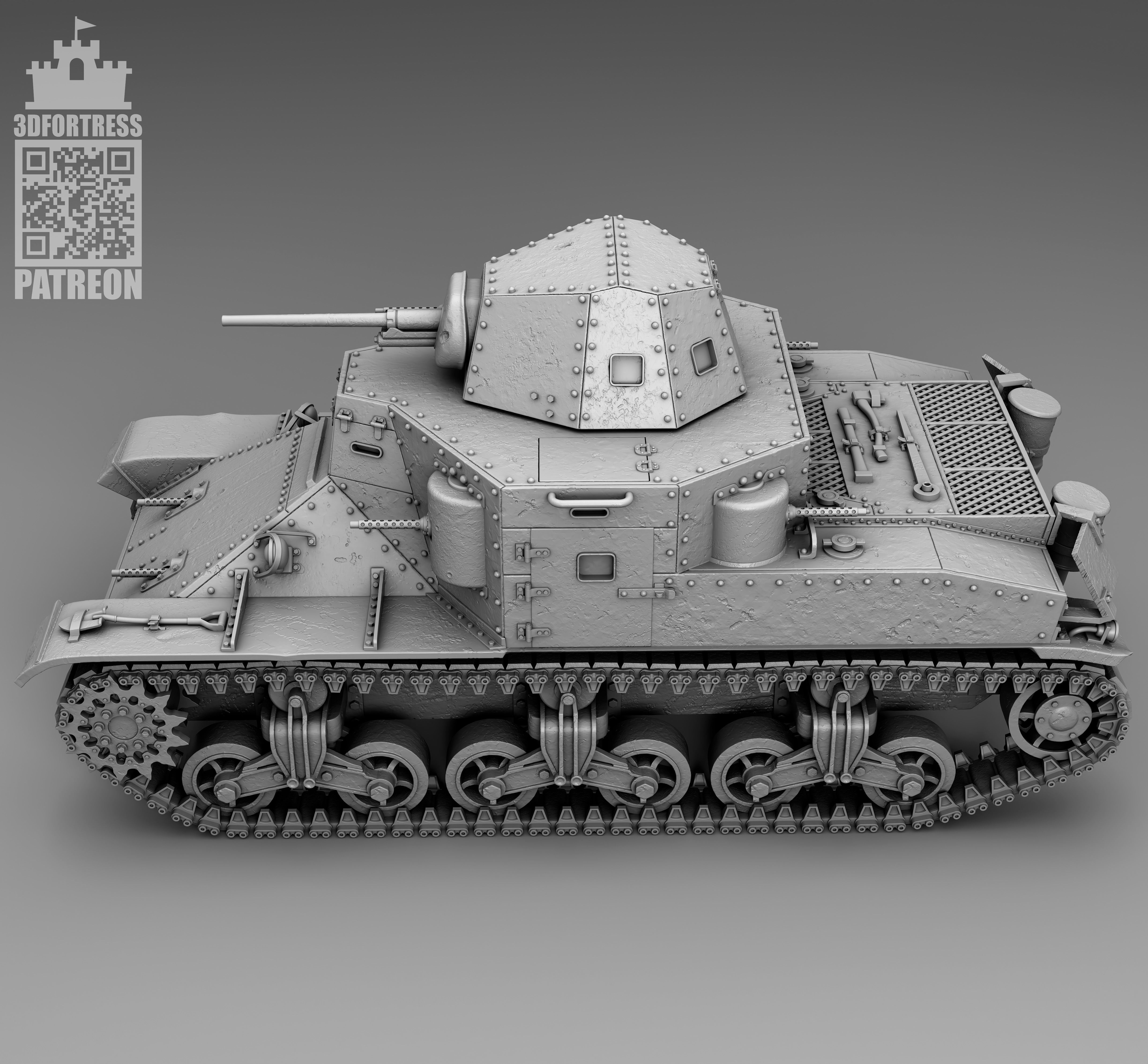 M2 medium tank 3D print model_9