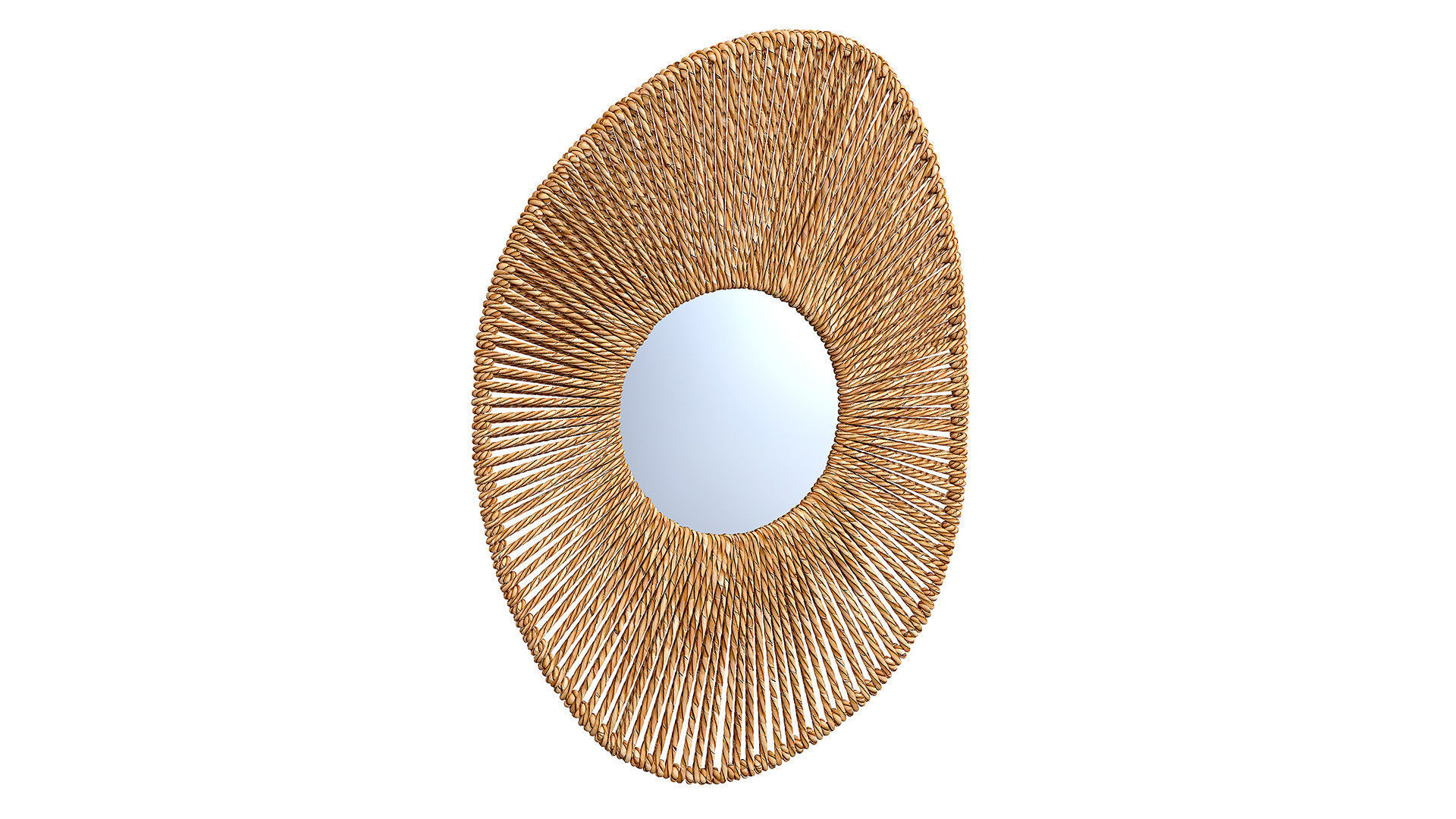 Big bathroom mirror in seagrass frame 3D model_7