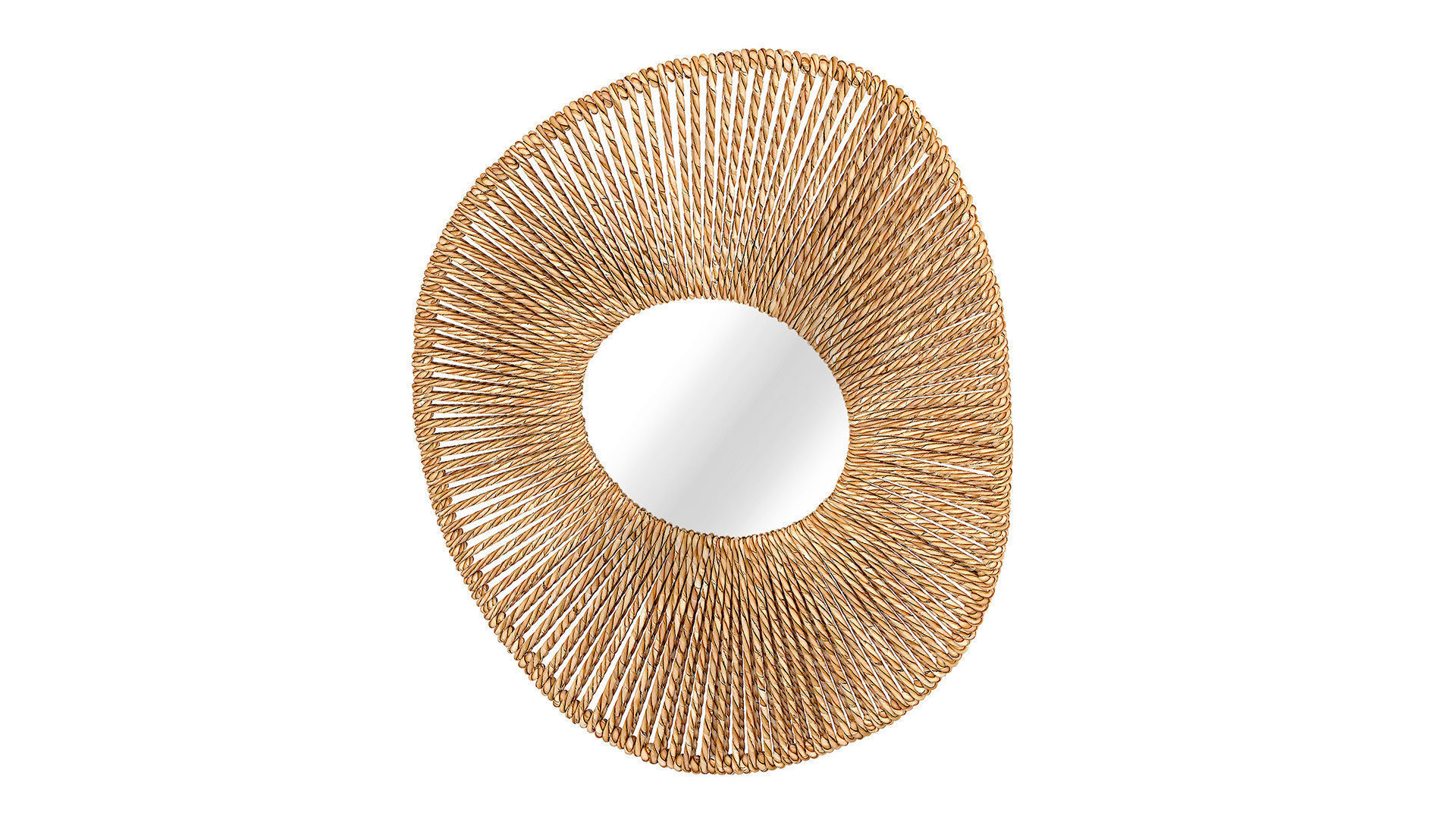 Big bathroom mirror in seagrass frame 3D model_4