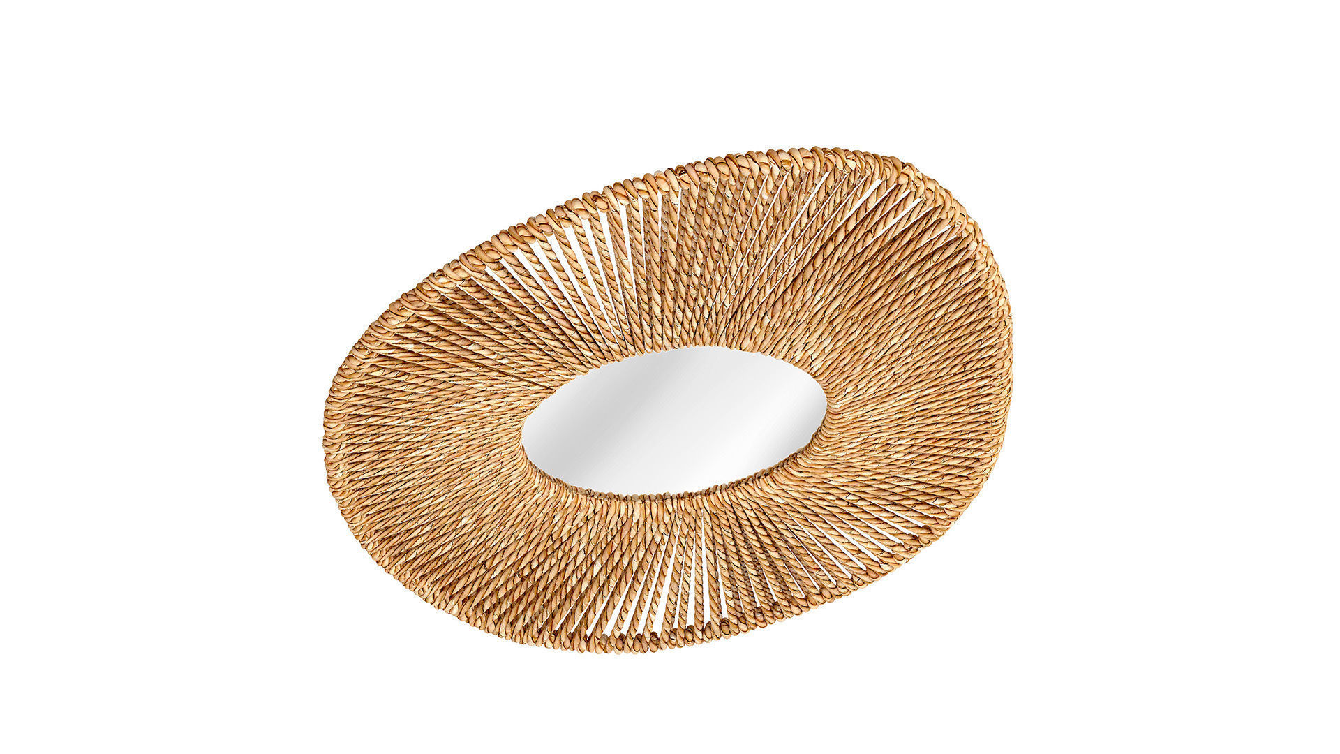 Big bathroom mirror in seagrass frame 3D model_5