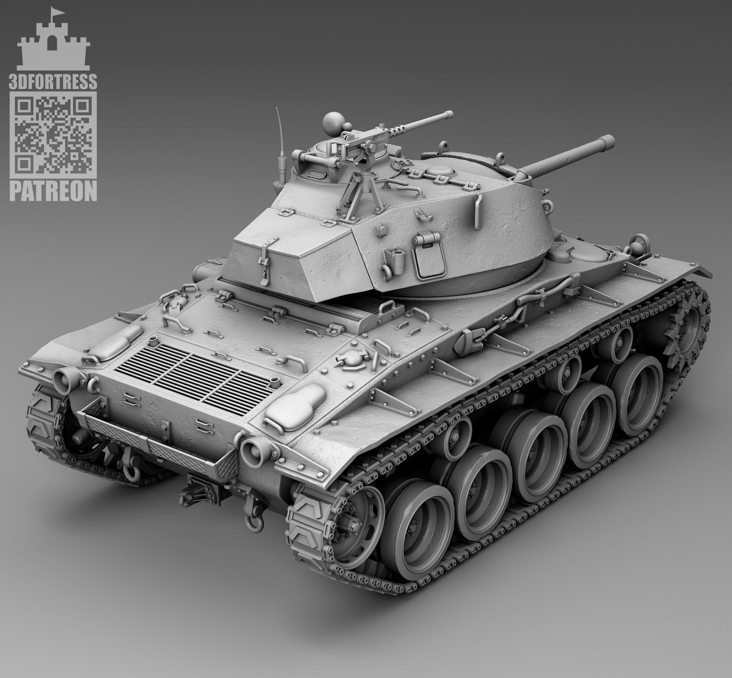 M 24 chaffee 3D print model_7