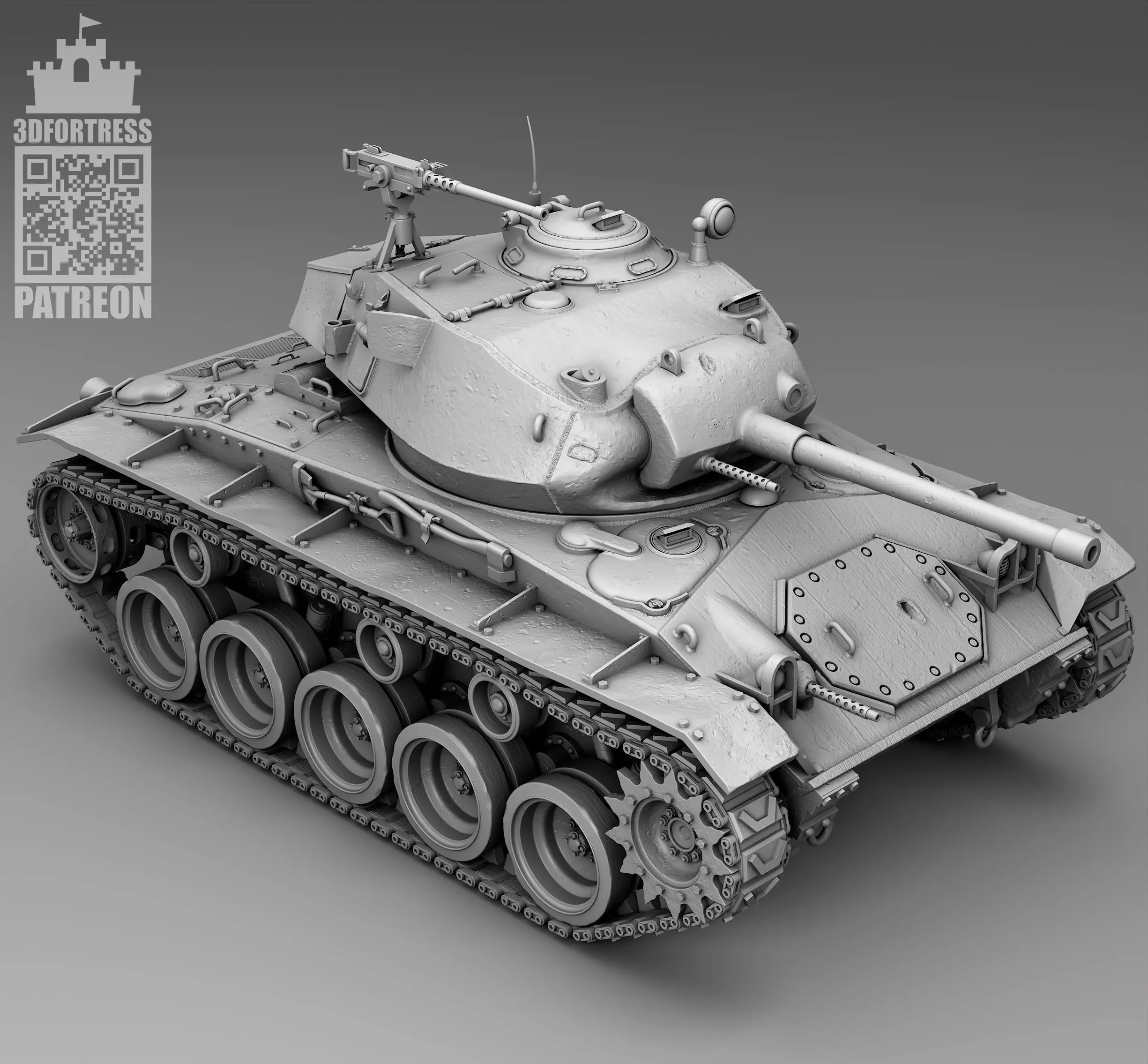 M 24 chaffee 3D print model_0