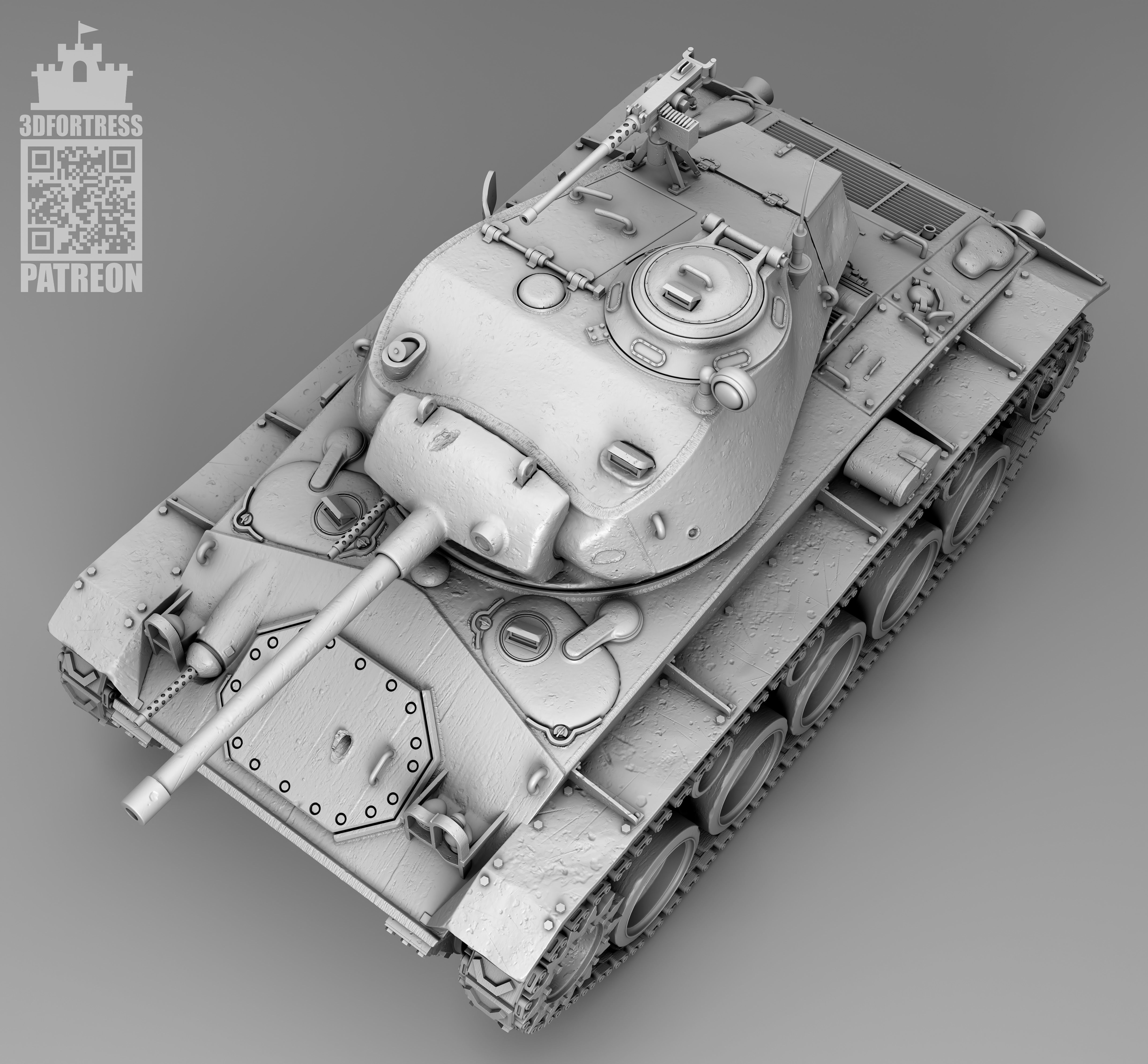 M 24 chaffee 3D print model_10