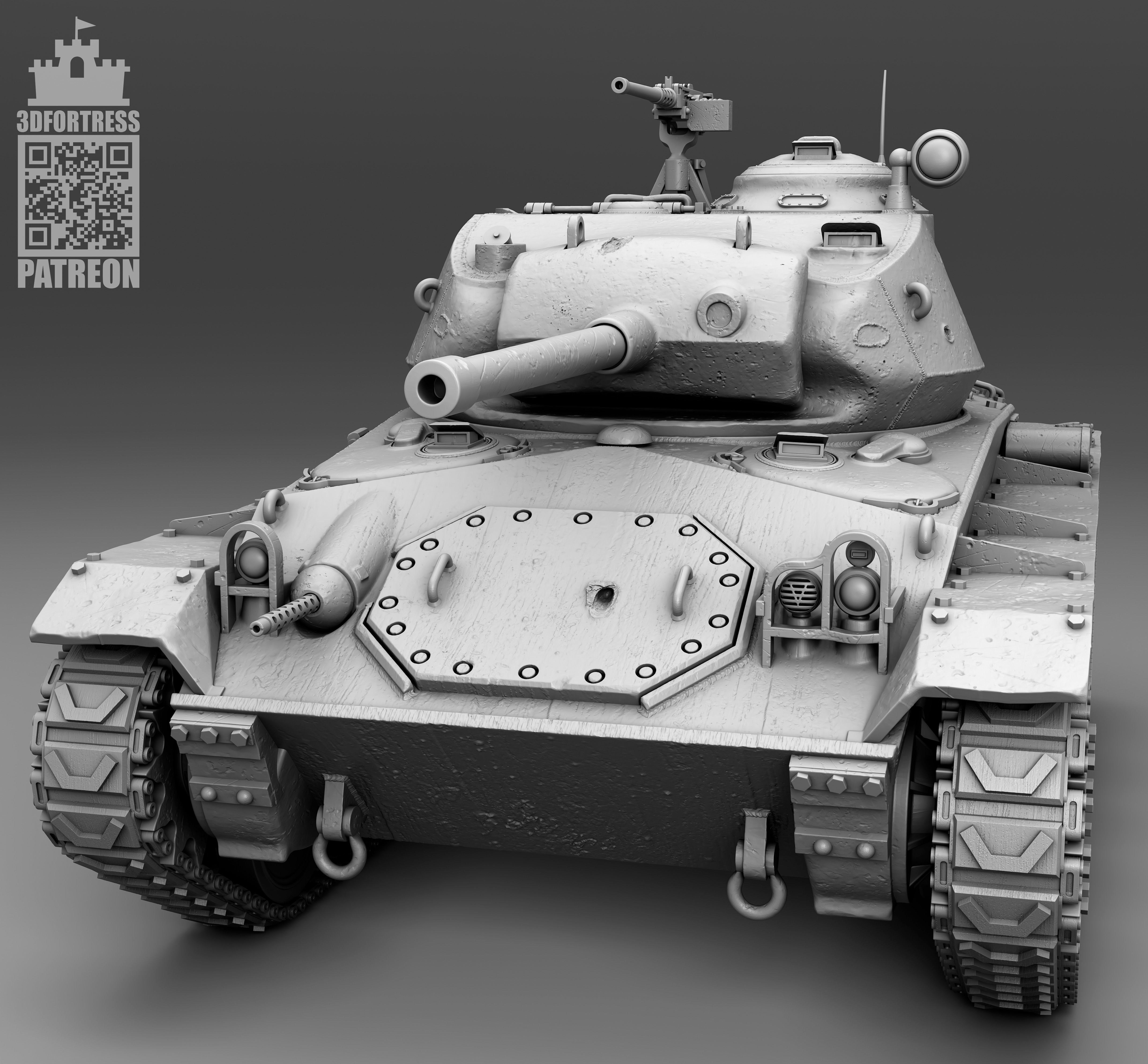 M 24 chaffee 3D print model_13