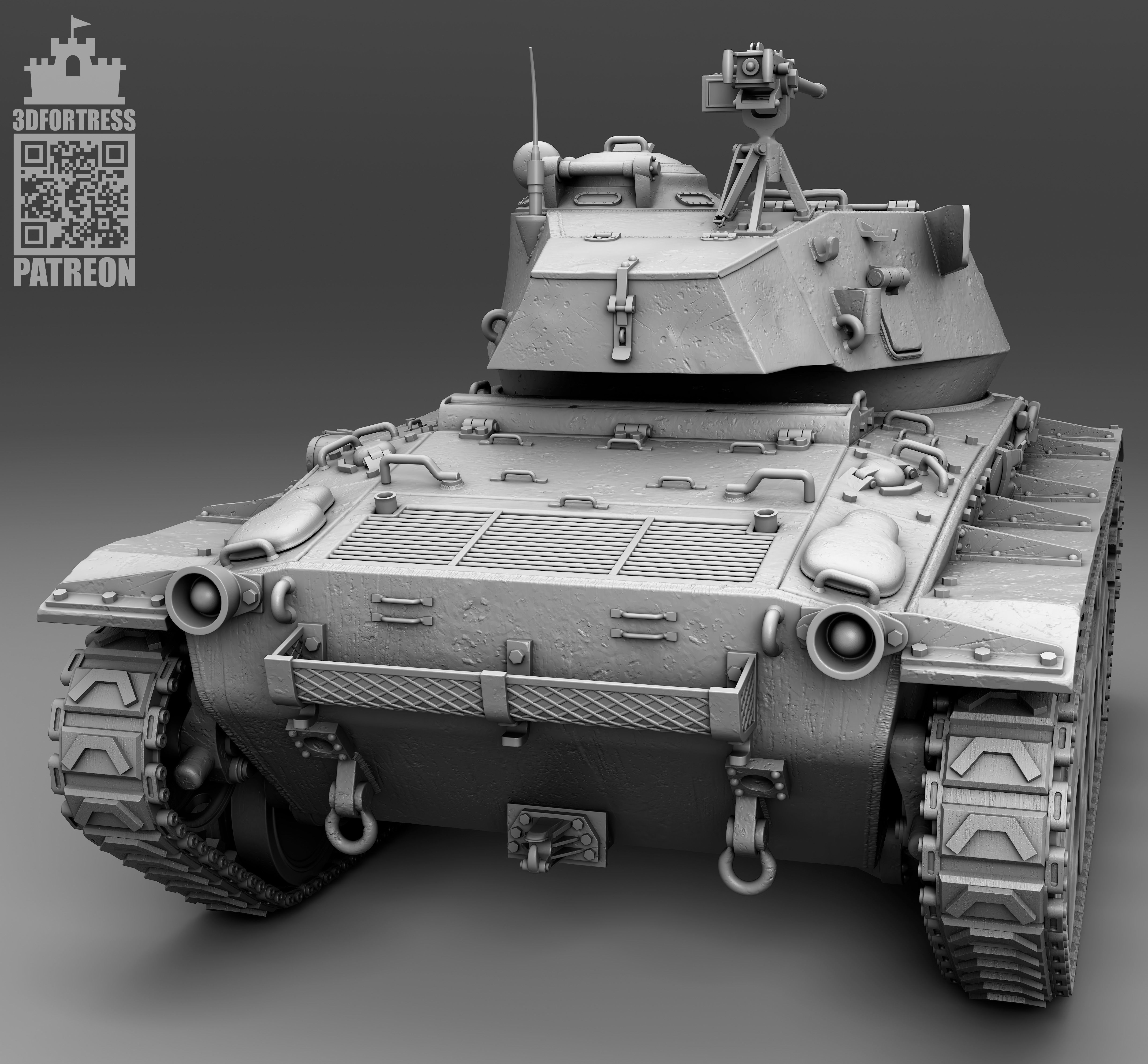 M 24 chaffee 3D print model_12