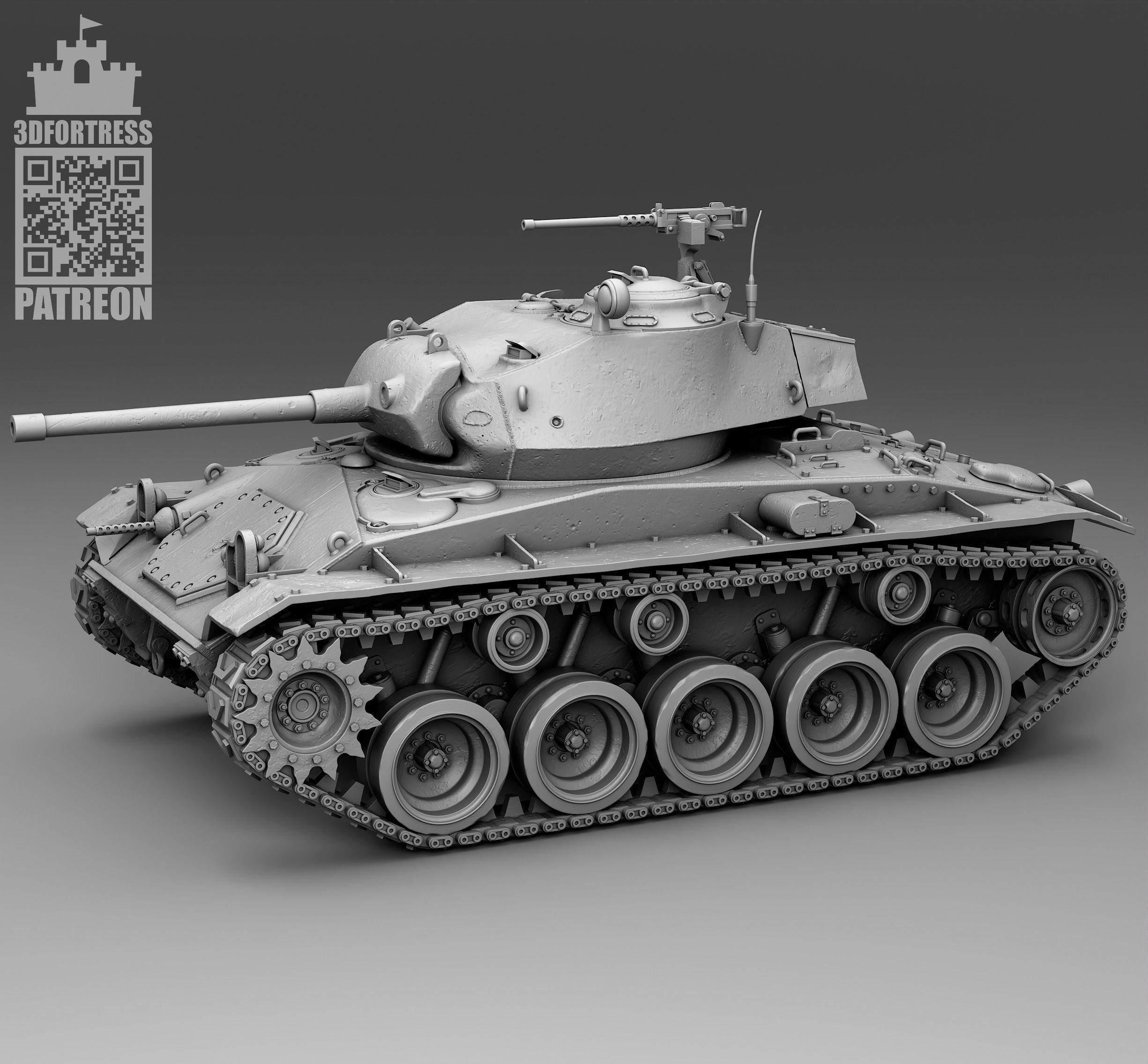 M 24 chaffee 3D print model_6