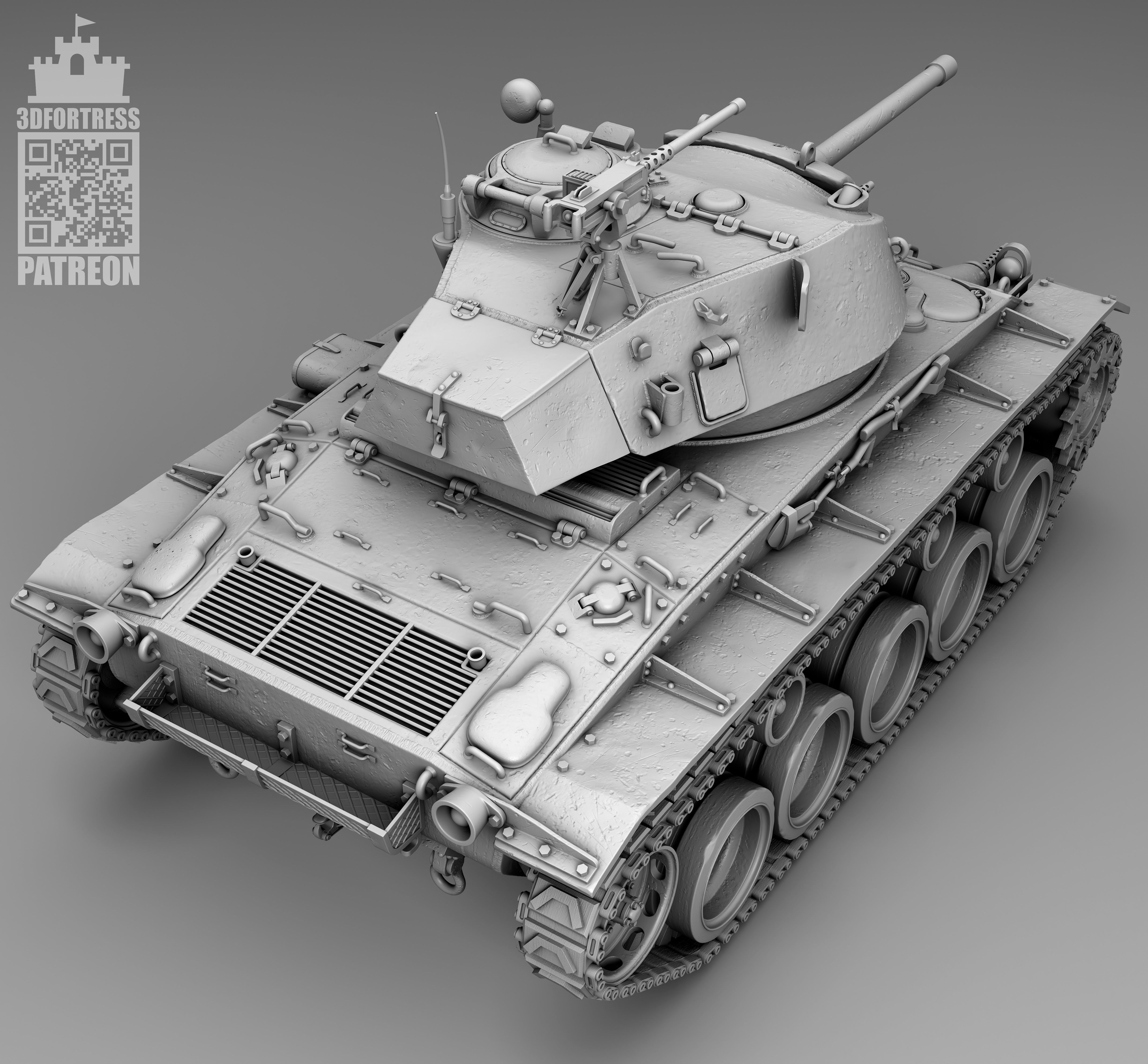 M 24 chaffee 3D print model_11