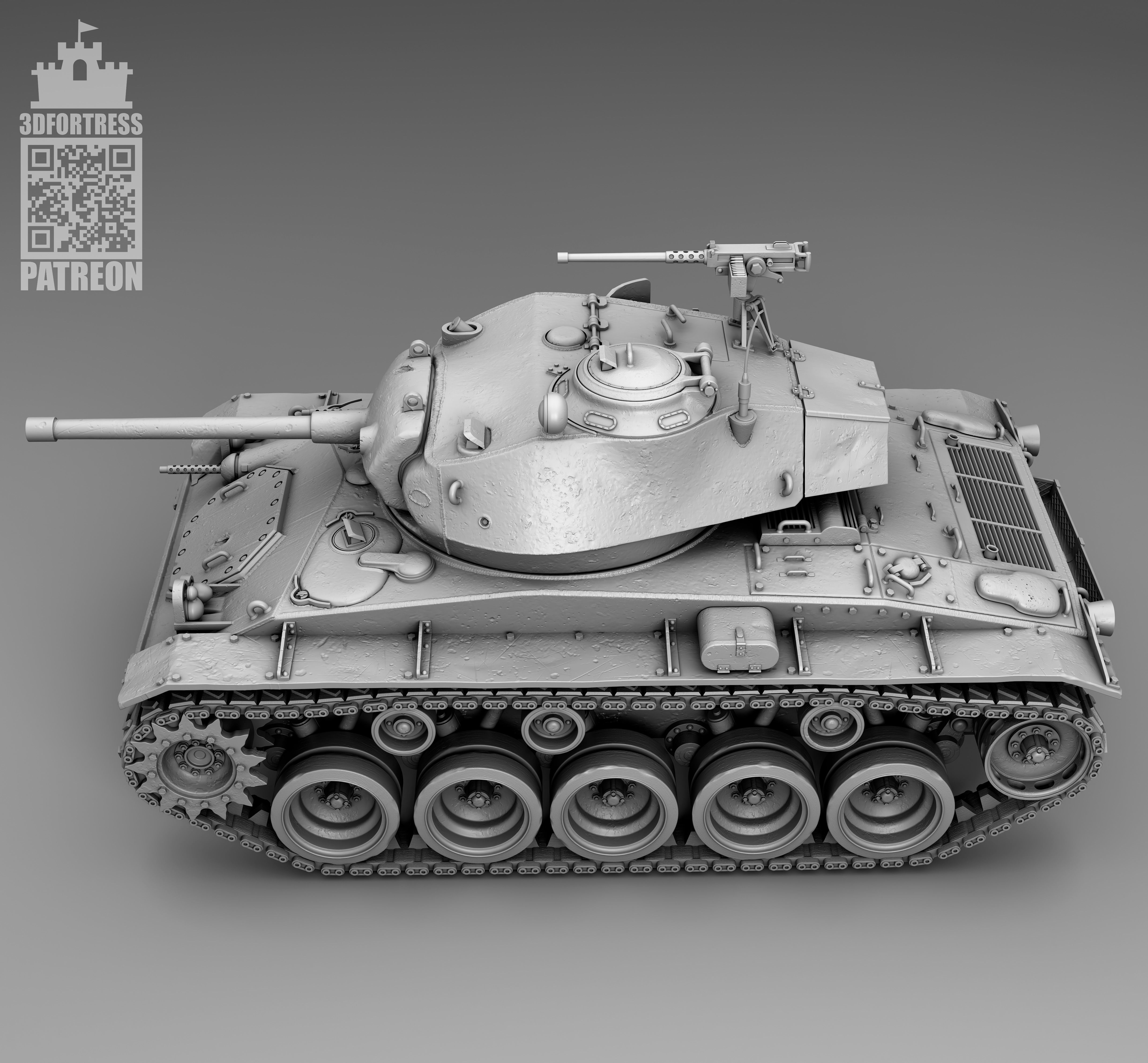 M 24 chaffee 3D print model_5