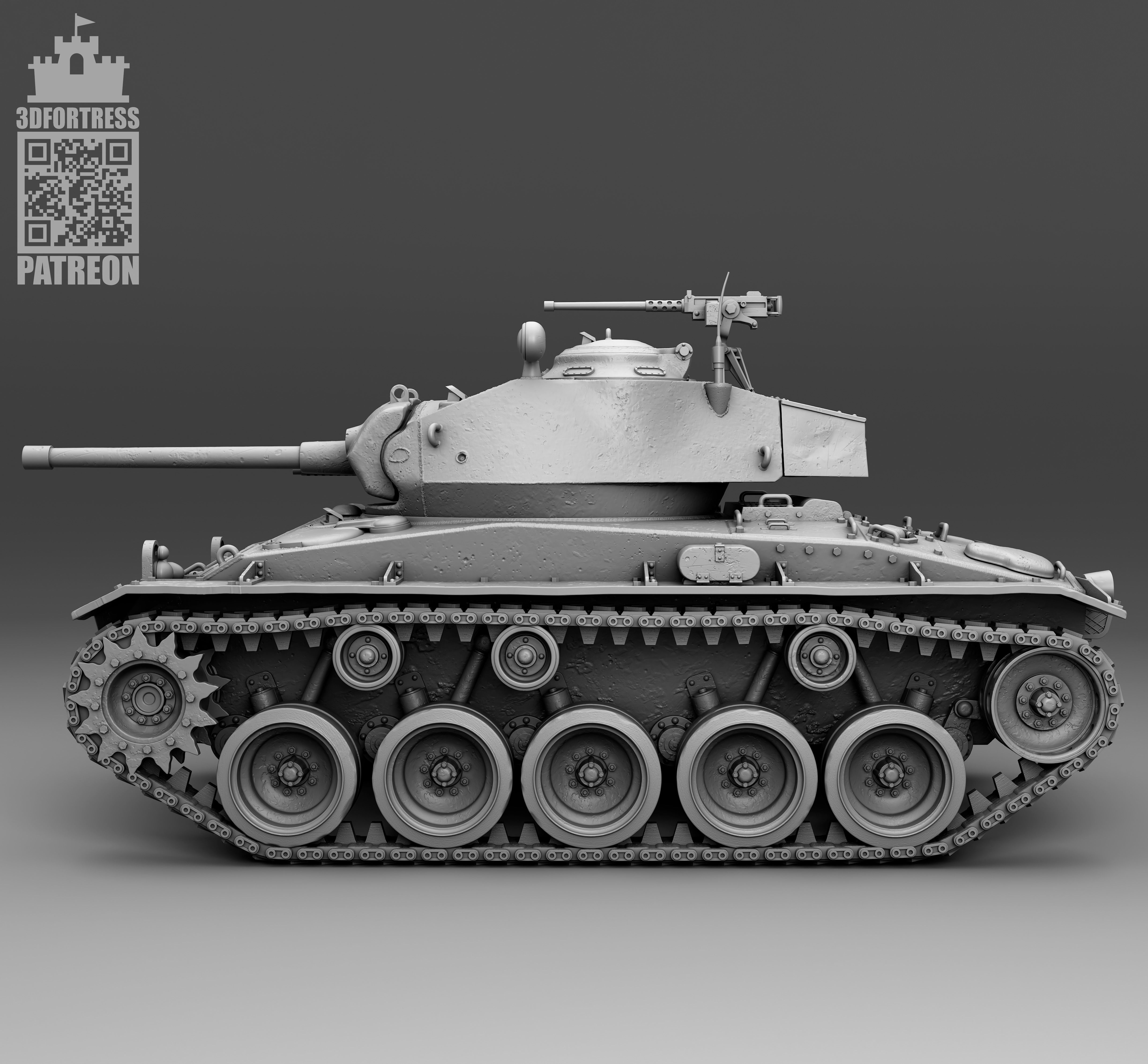 M 24 chaffee 3D print model_4