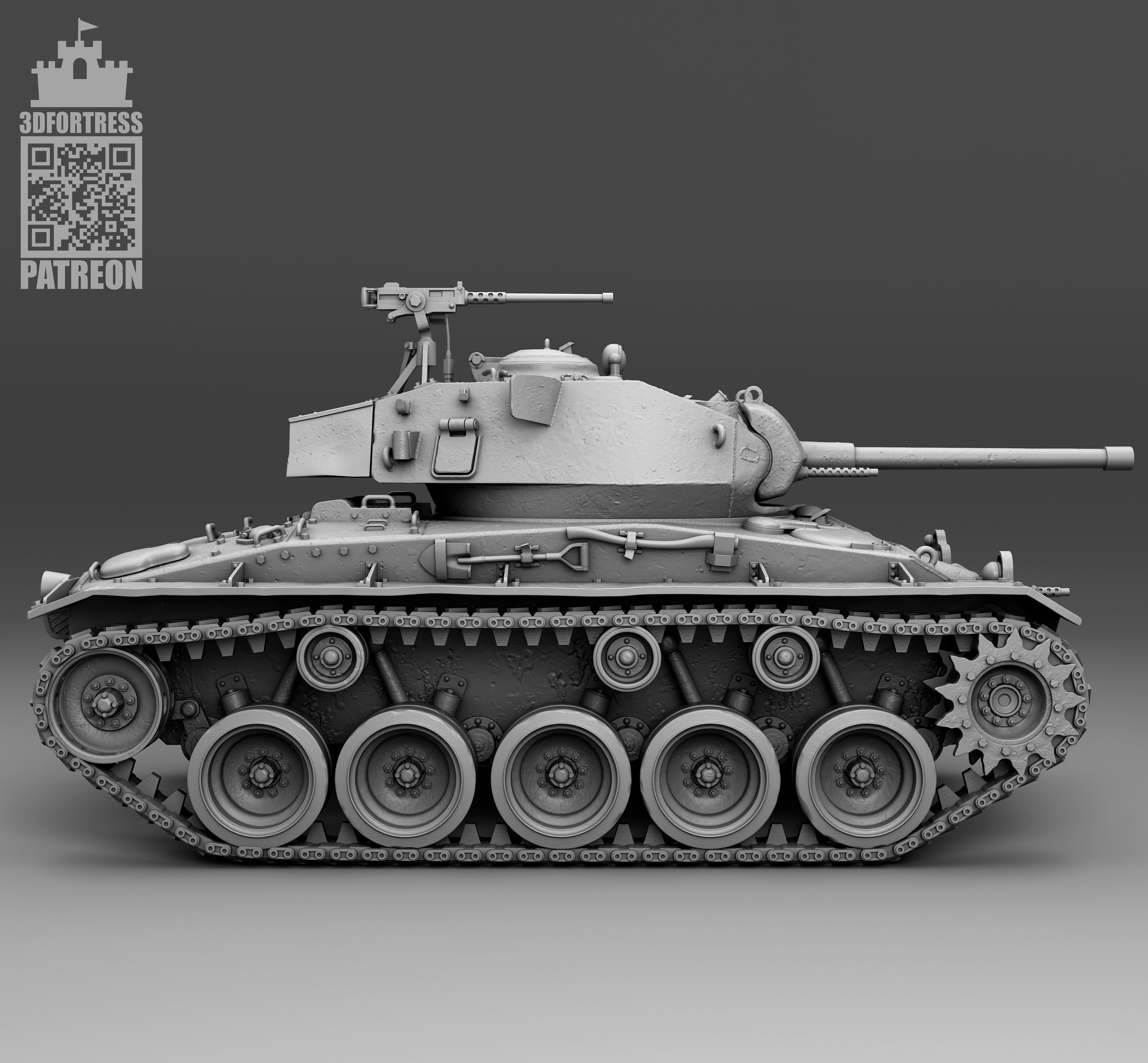 M 24 chaffee 3D print model_3