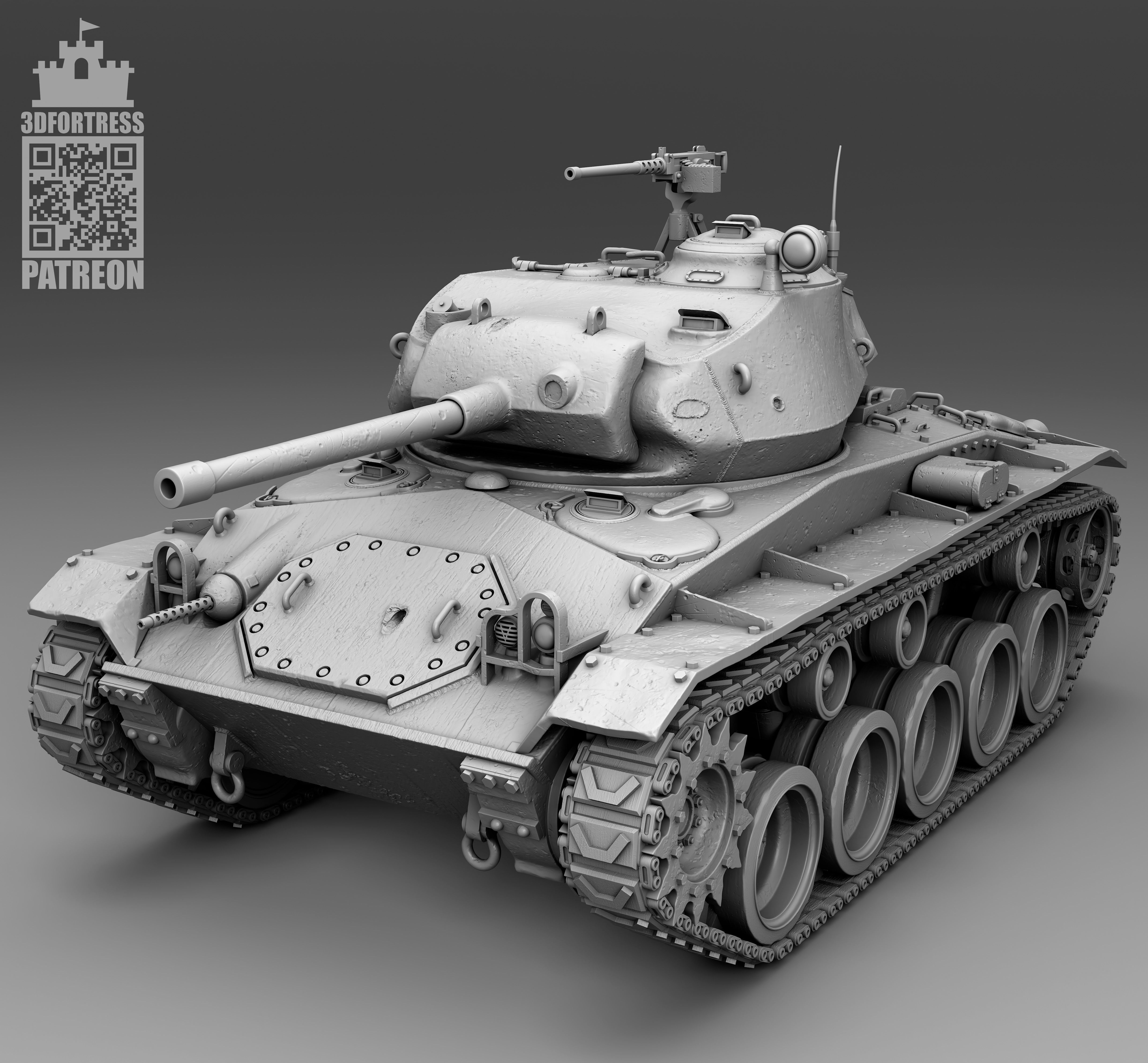 M 24 chaffee 3D print model_9