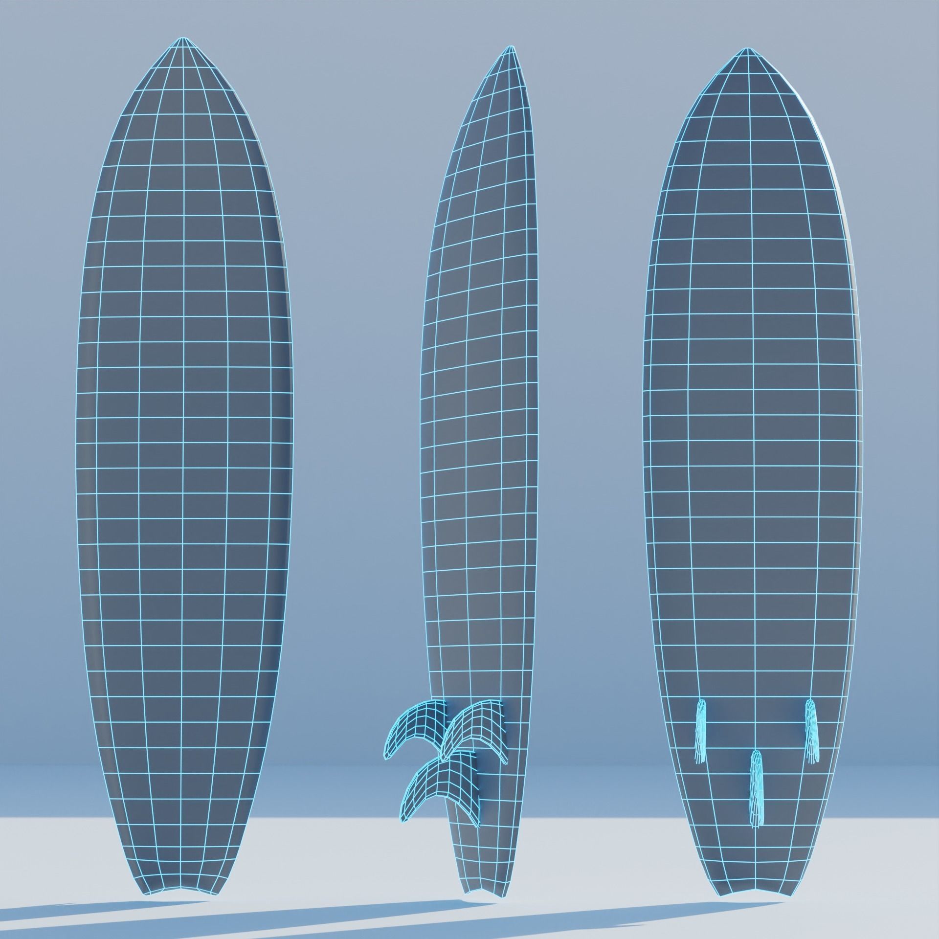 Low-Poly Surfboard Mesh - Free Free low-poly 3D model_3