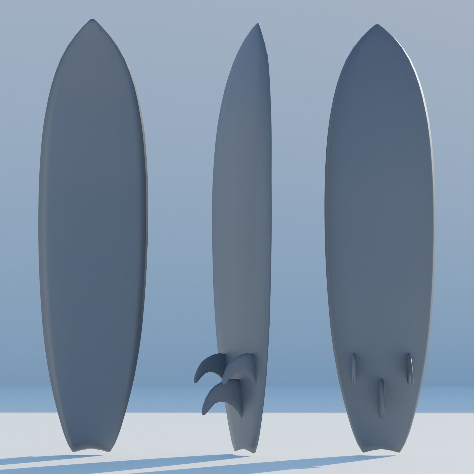 Low-Poly Surfboard Mesh - Free Free low-poly 3D model_2