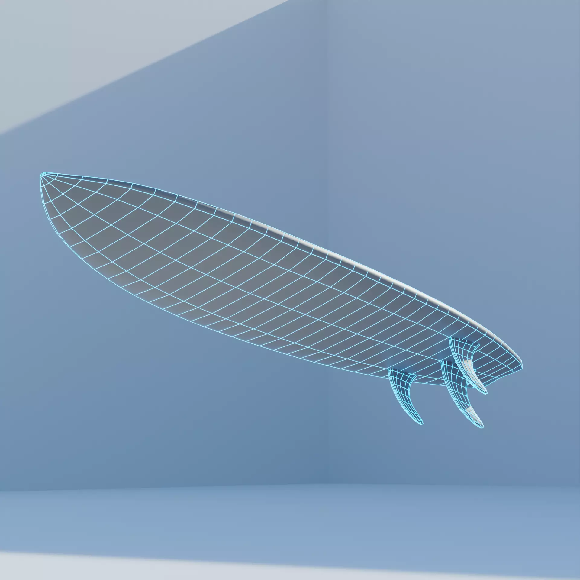 Low-Poly Surfboard Mesh - Free Free low-poly 3D model_0