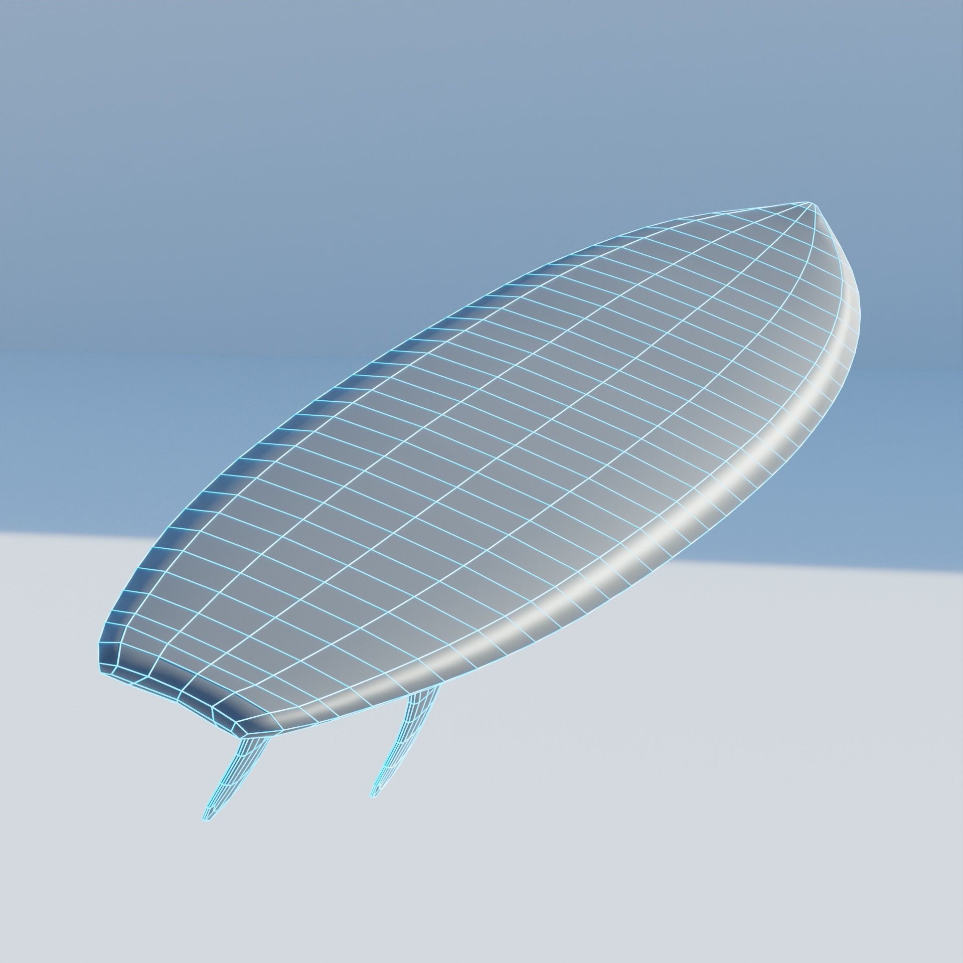 Low-Poly Surfboard Mesh - Free Free low-poly 3D model_1