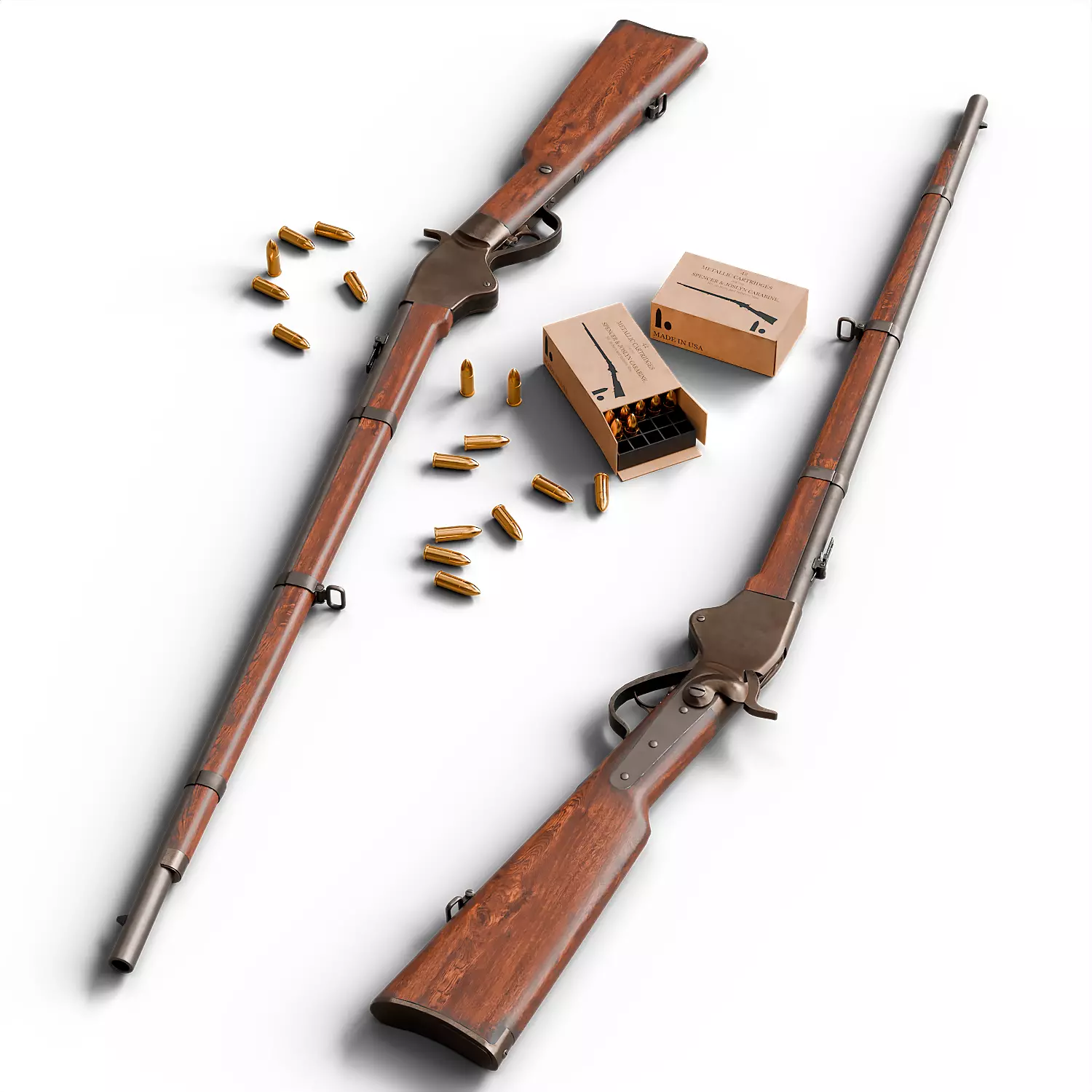 Spencer repeating rifle Low-poly 3D model_0