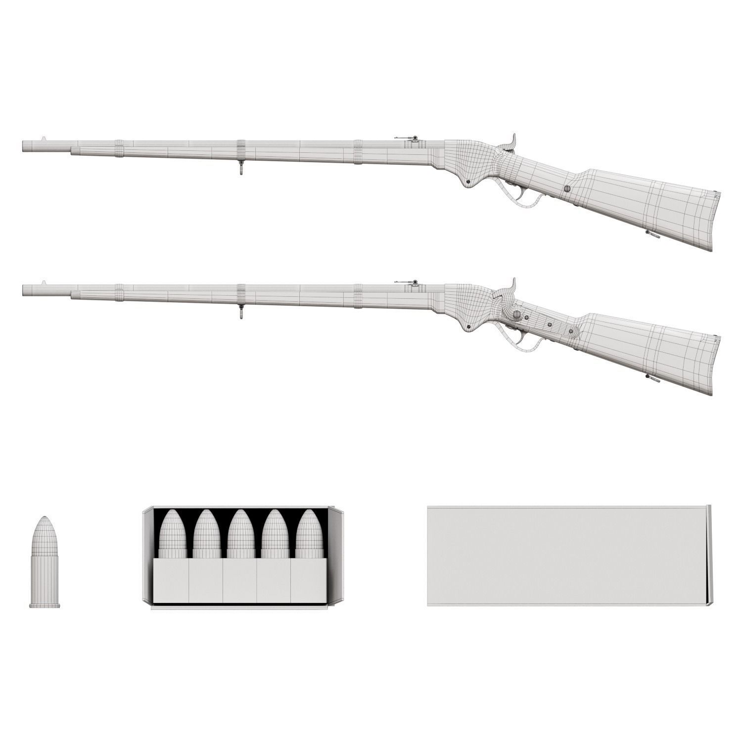 Spencer repeating rifle Low-poly 3D model_5