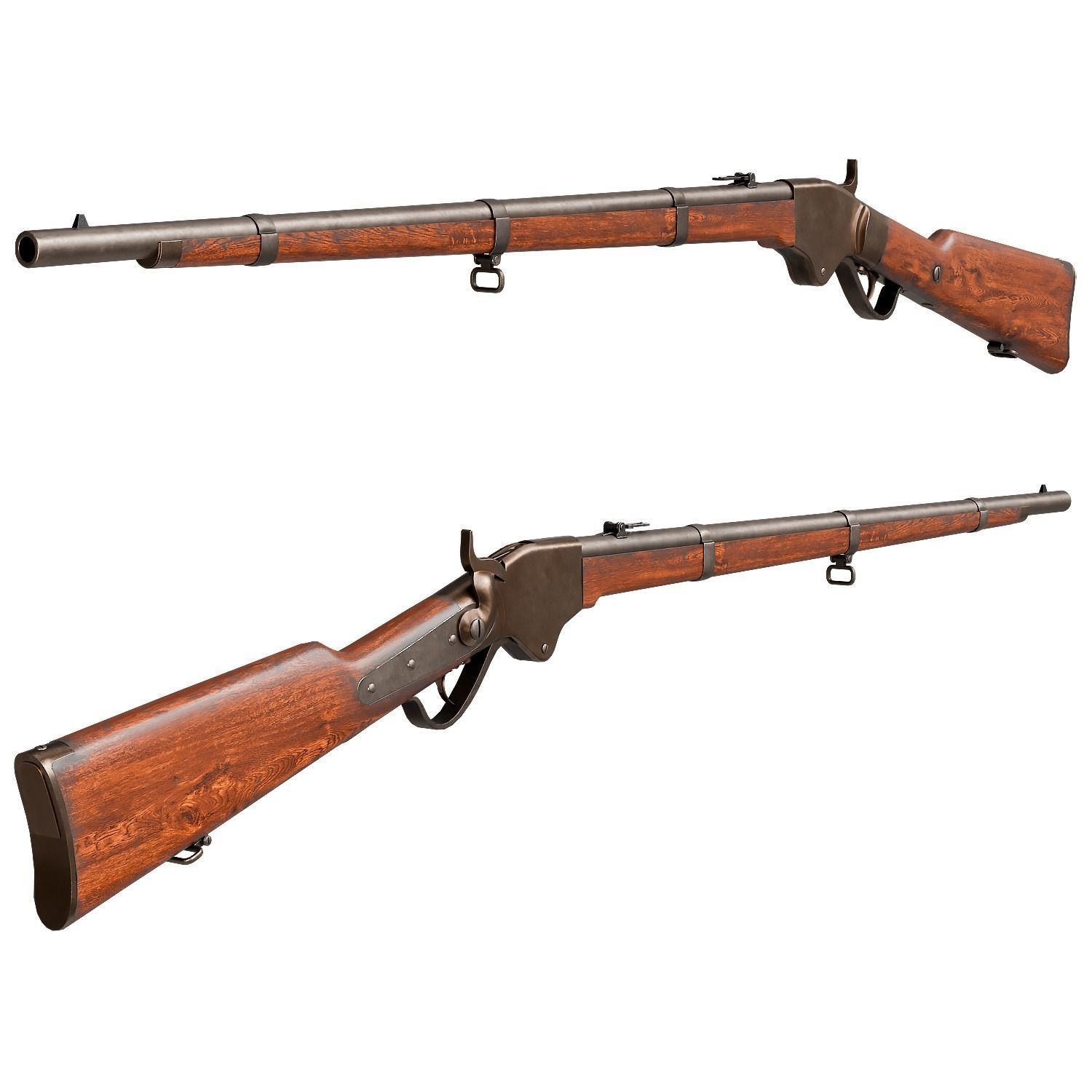 Spencer repeating rifle Low-poly 3D model_2